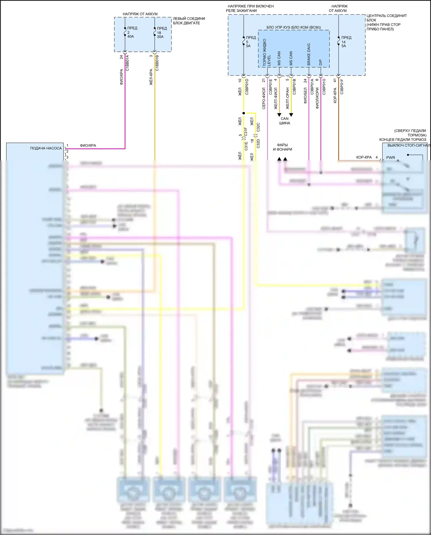 F-type Jaguar I рестайлинг (2016-2019): Антиблокировочная система abs электросхема 