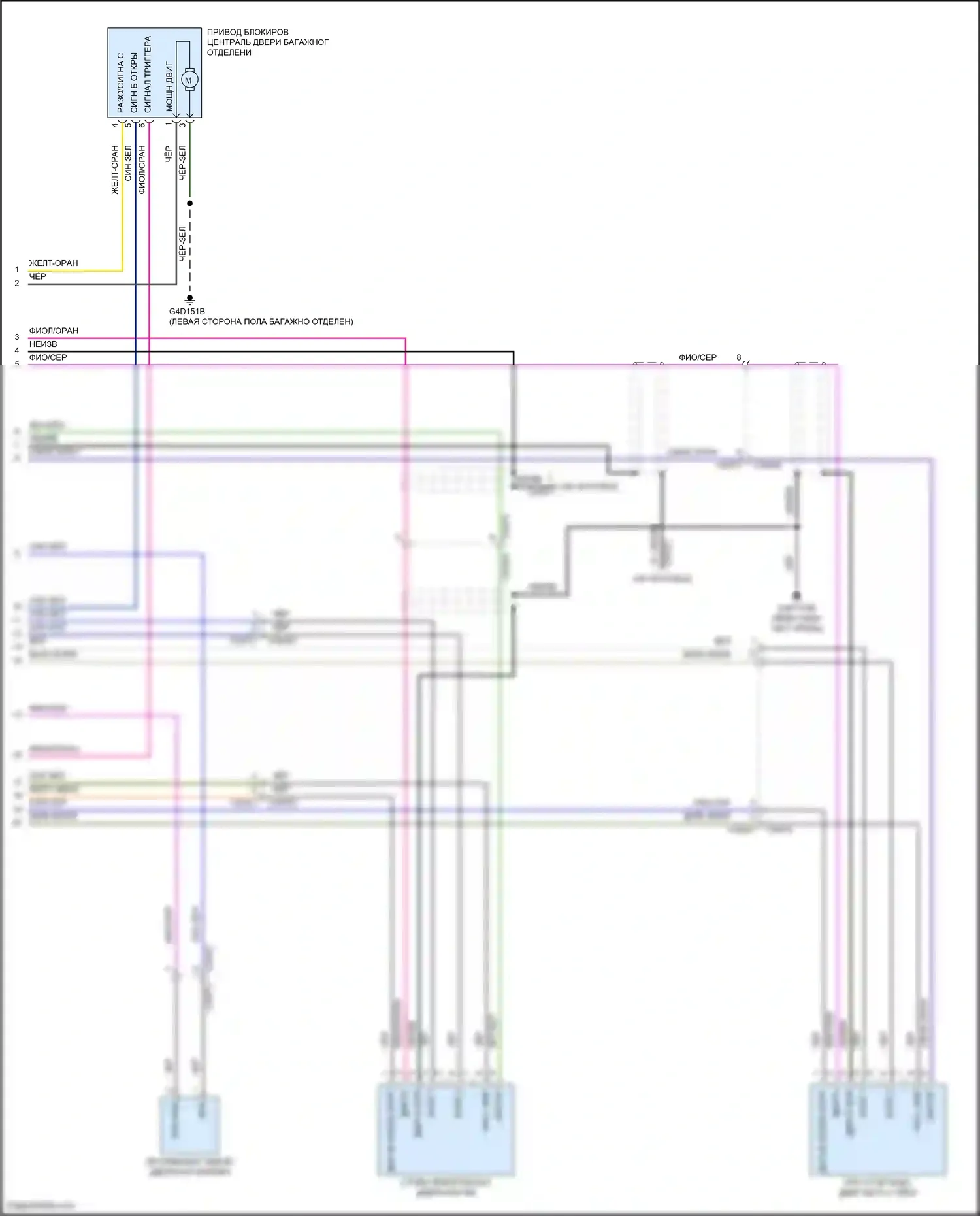 F-type Jaguar I рестайлинг (2016-2019): Электросхема силовой двери багажника (2 из 2) 