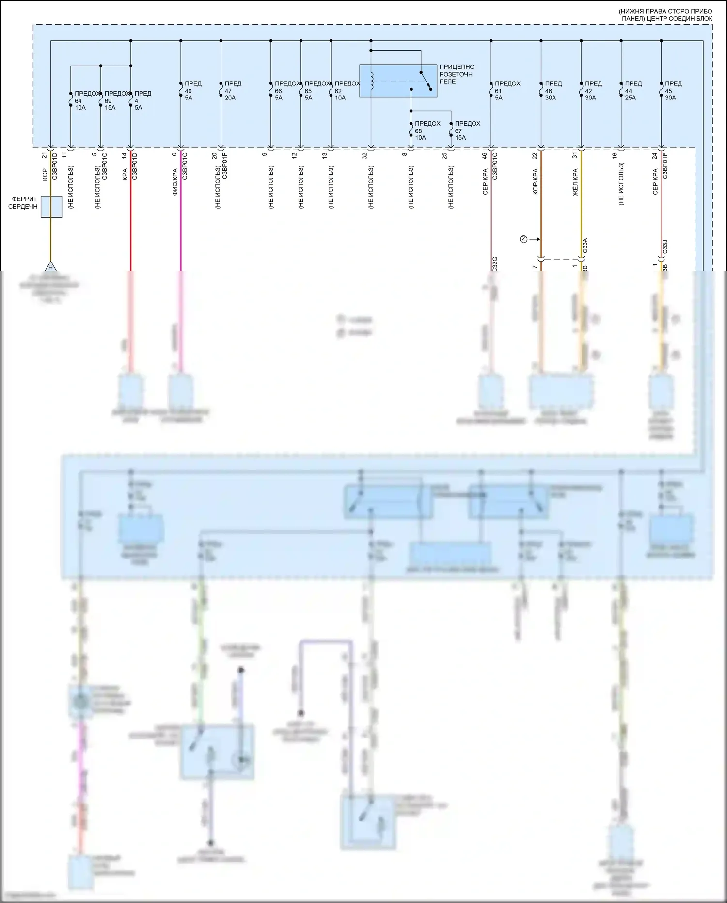 F-type Jaguar I рестайлинг (2016-2019): Электросхема блока предохранителей реле (4 из 7) 