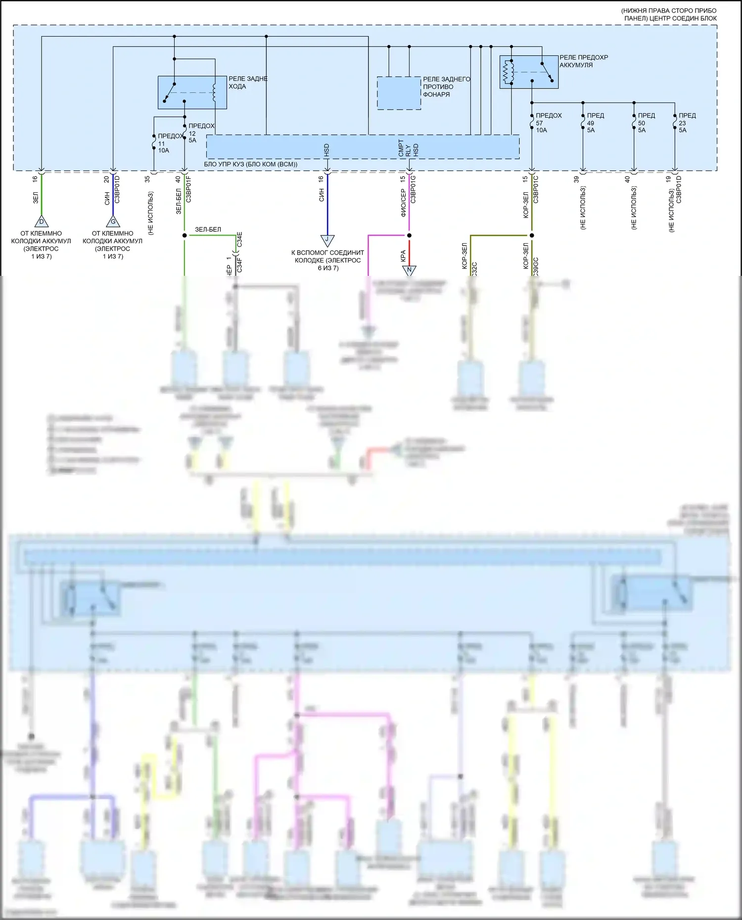 F-type Jaguar I рестайлинг (2016-2019): Электросхема блока предохранителей реле (5 из 7) 