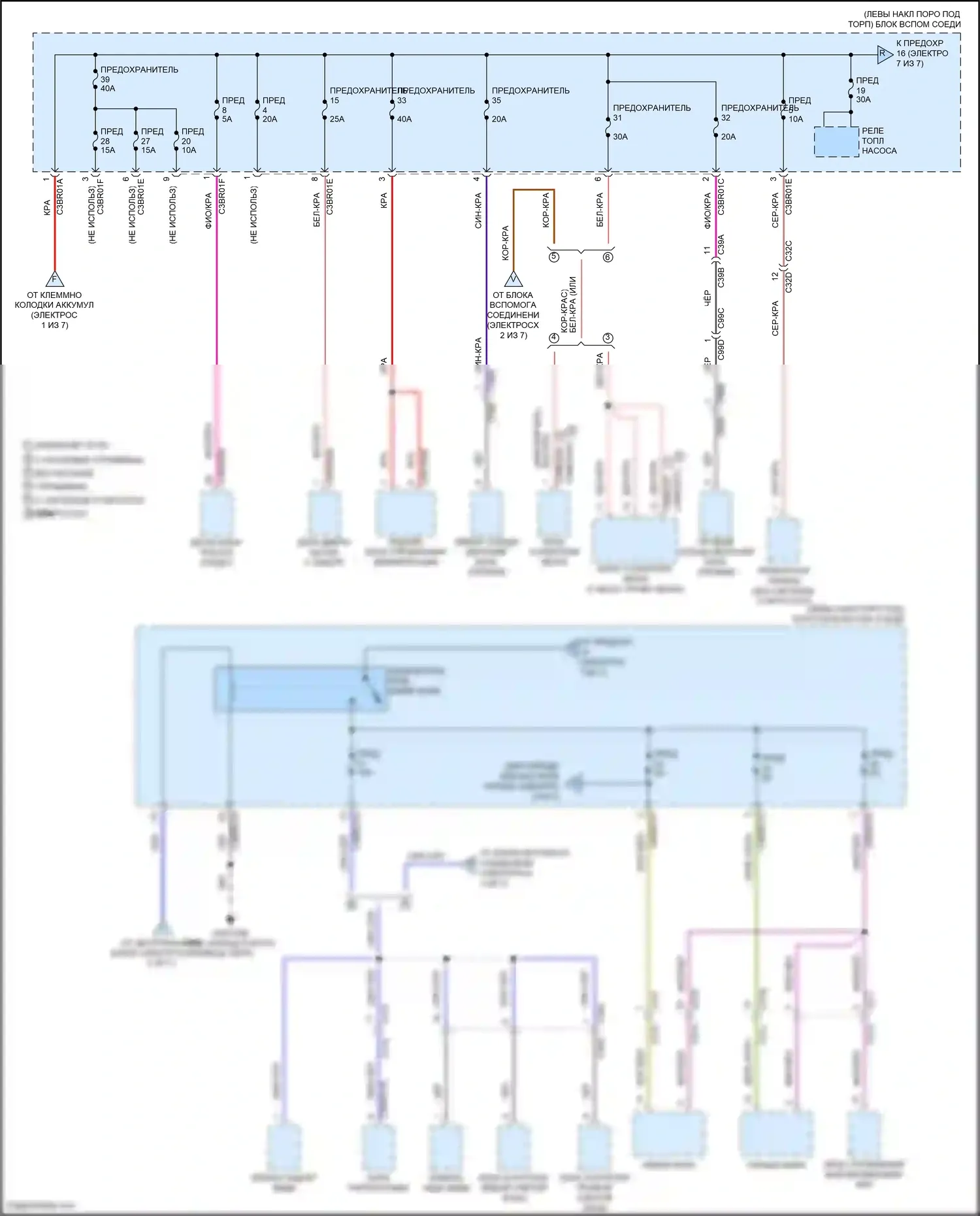 F-type Jaguar I рестайлинг (2016-2019): Электросхема блока предохранителей реле (6 из 7) 