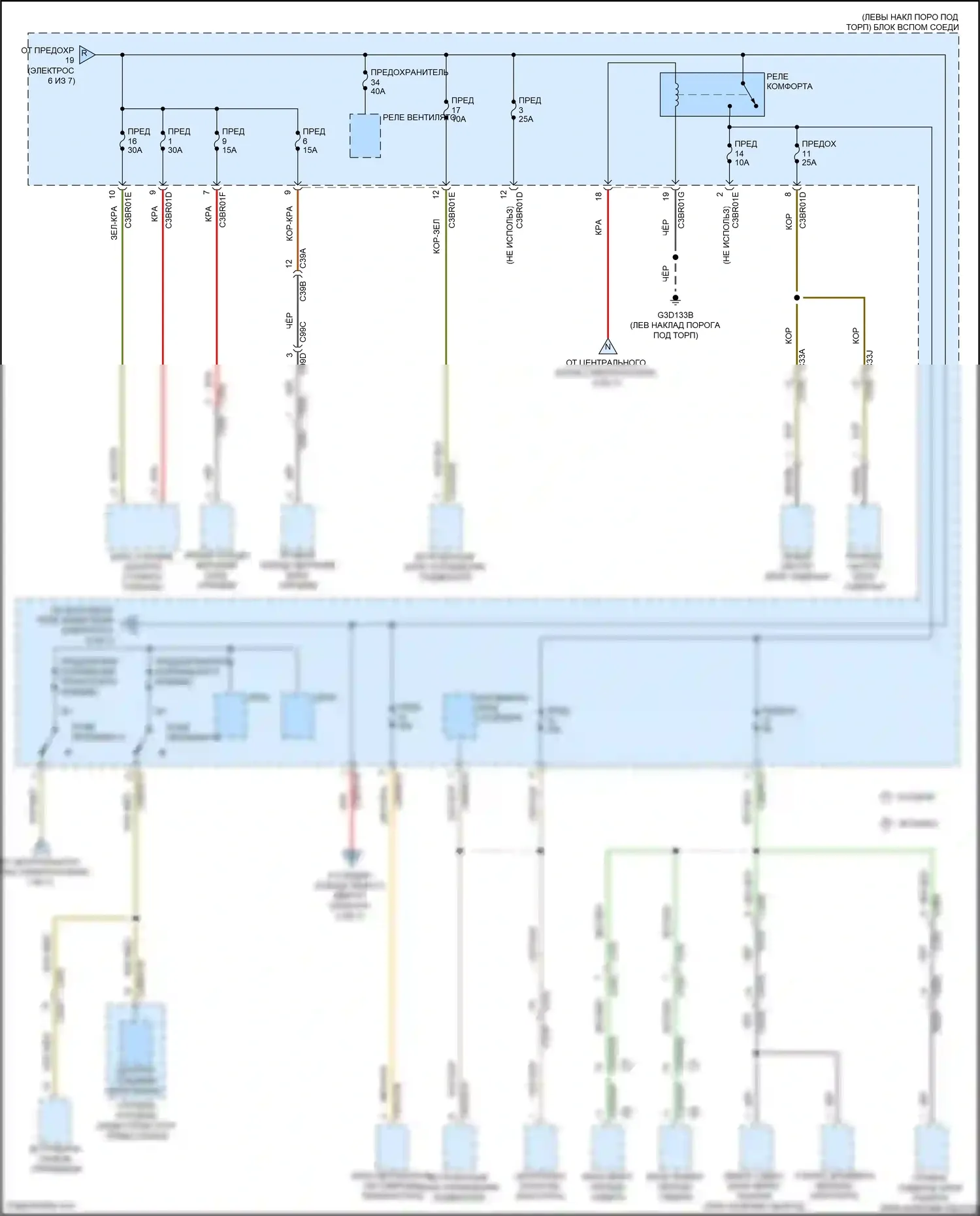 F-type Jaguar I рестайлинг (2016-2019): Электросхема блока предохранителей реле (7 из 7) 