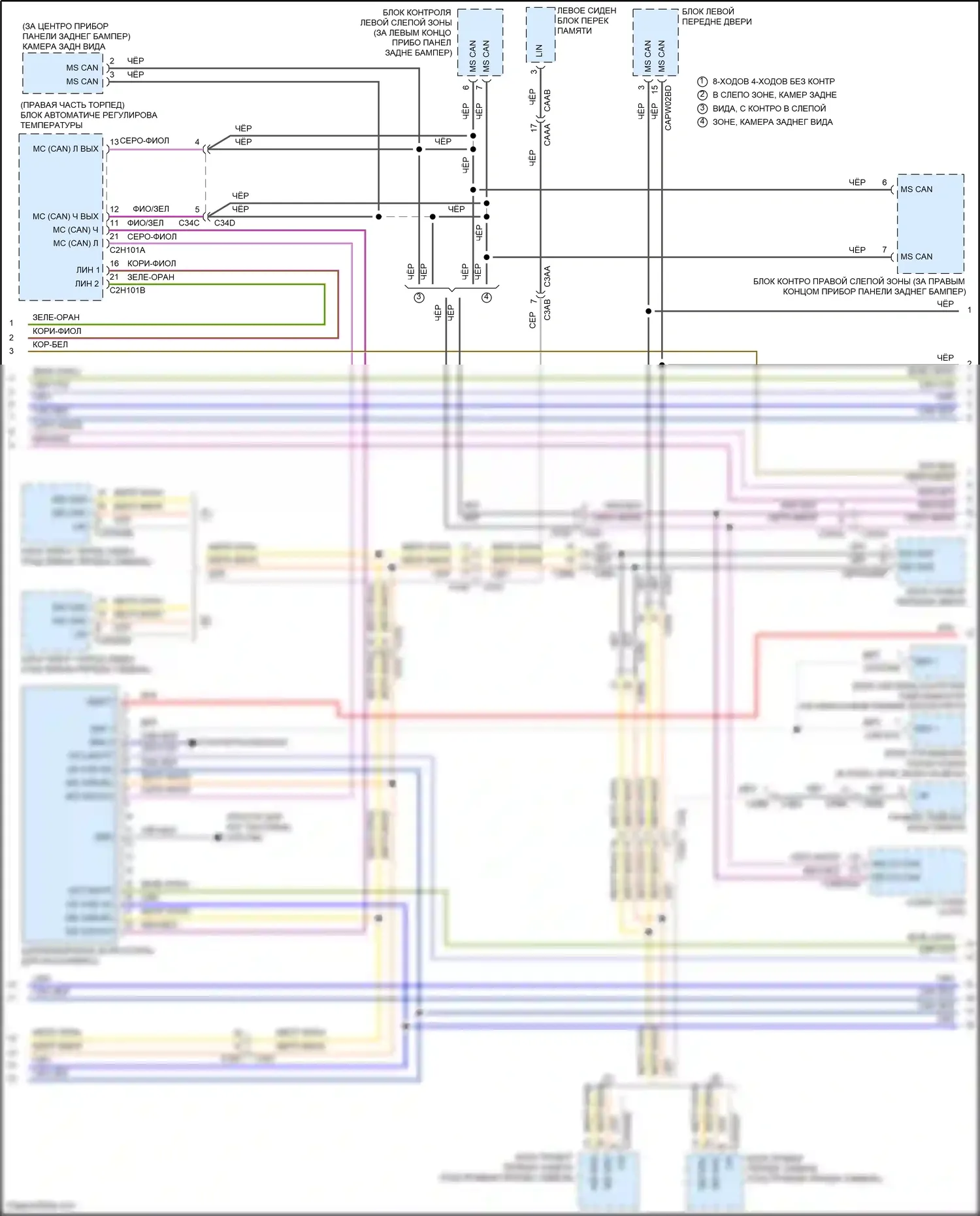 F-type Jaguar I рестайлинг (2016-2019): Электросхема диагностической розетки (2 из 4) 