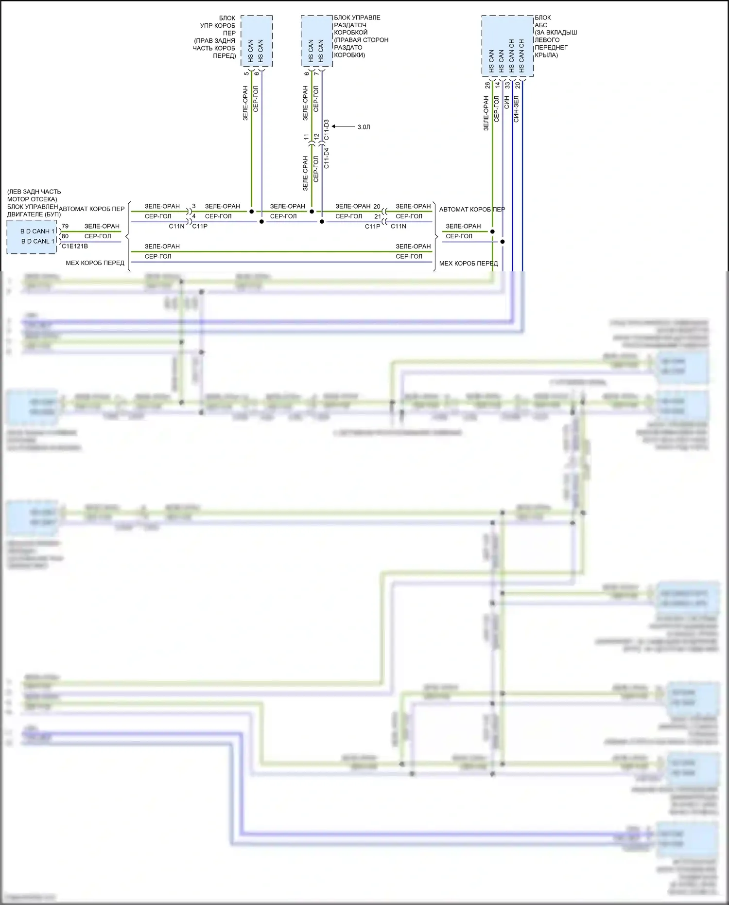 F-type Jaguar I рестайлинг (2016-2019): Электросхема диагностической розетки (4 из 4) 