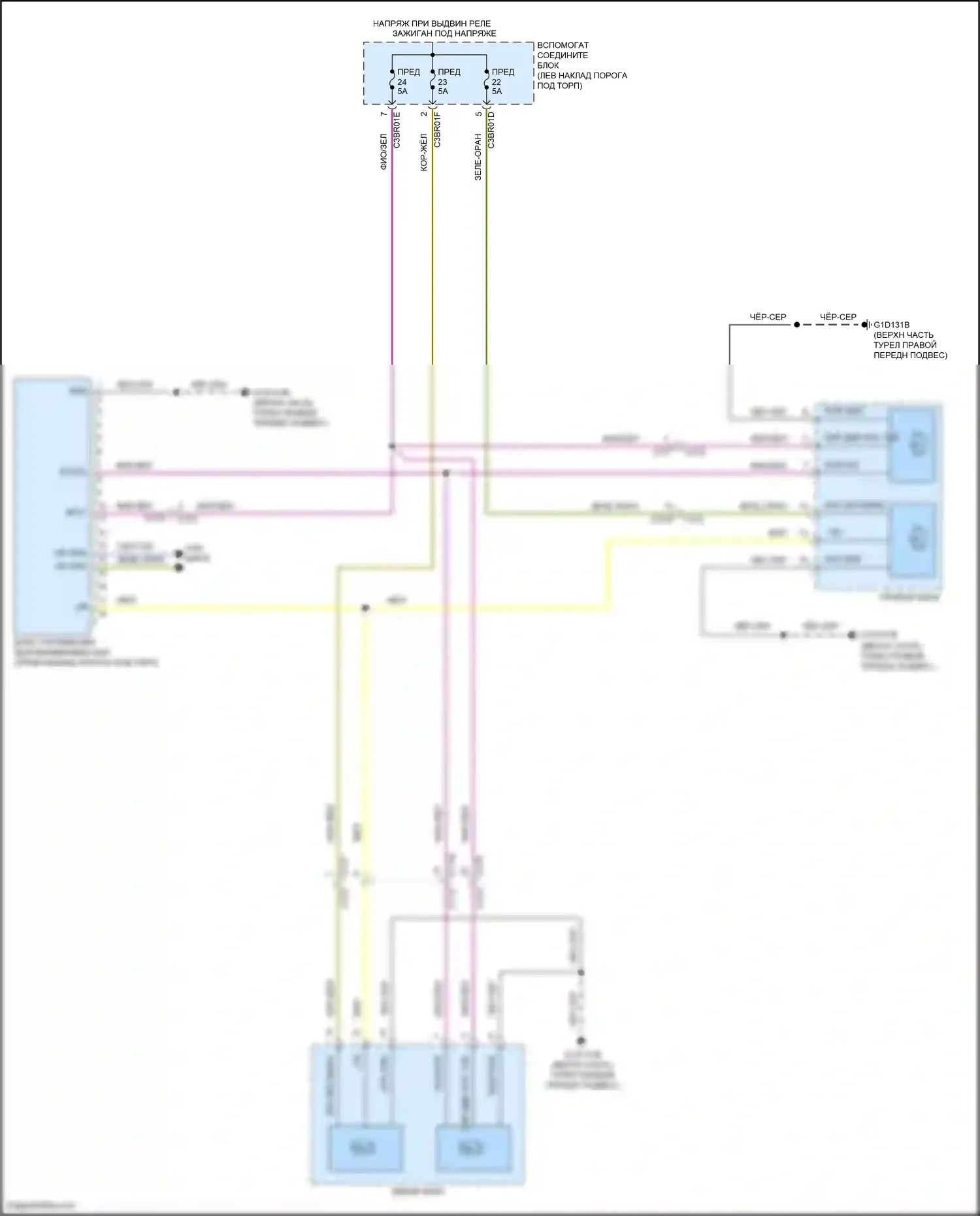 F-type Jaguar I рестайлинг (2016-2019): Электросхема адаптивного переднего освещения 