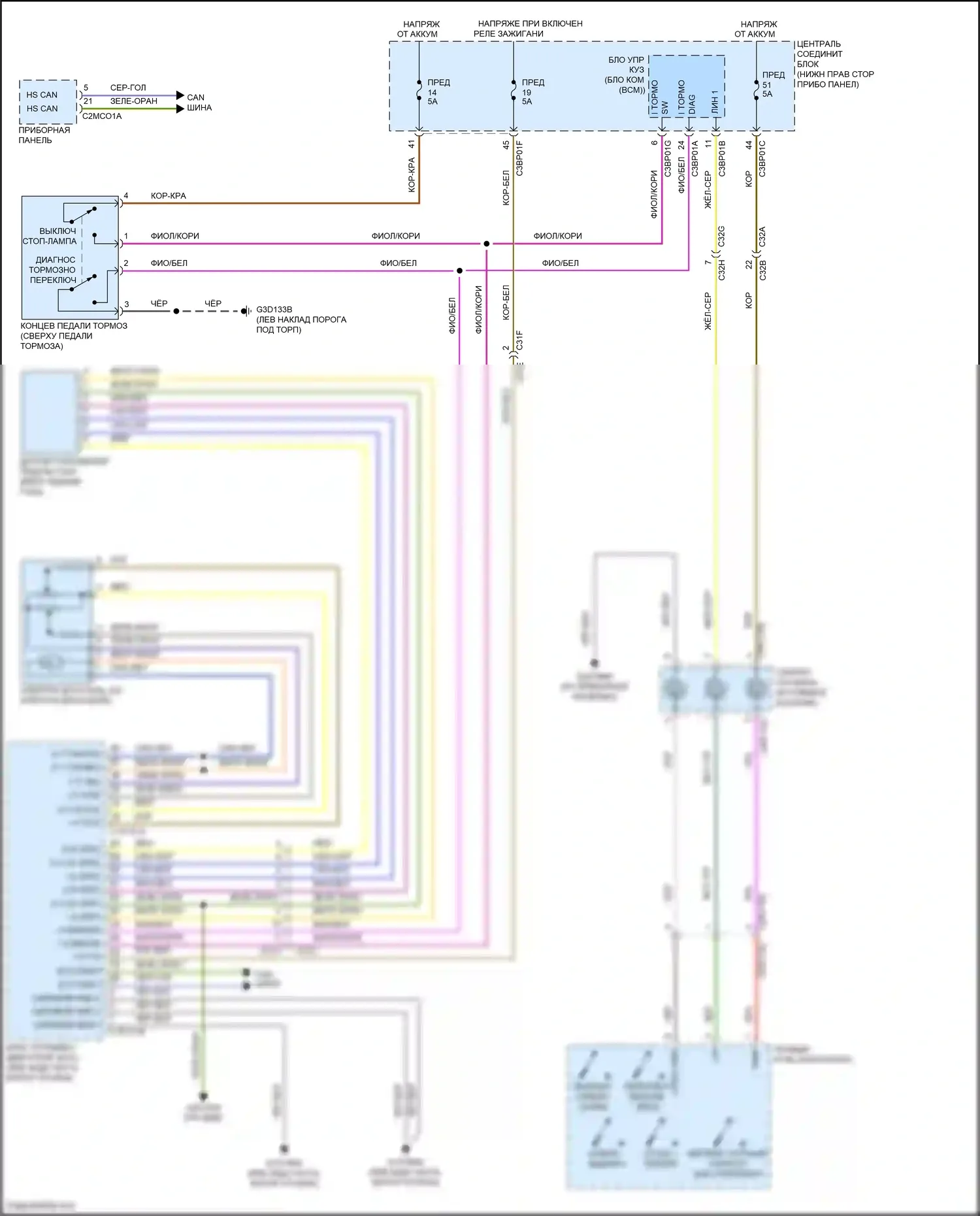 F-type Jaguar I рестайлинг (2016-2019): Электросхема круиз-контроля 