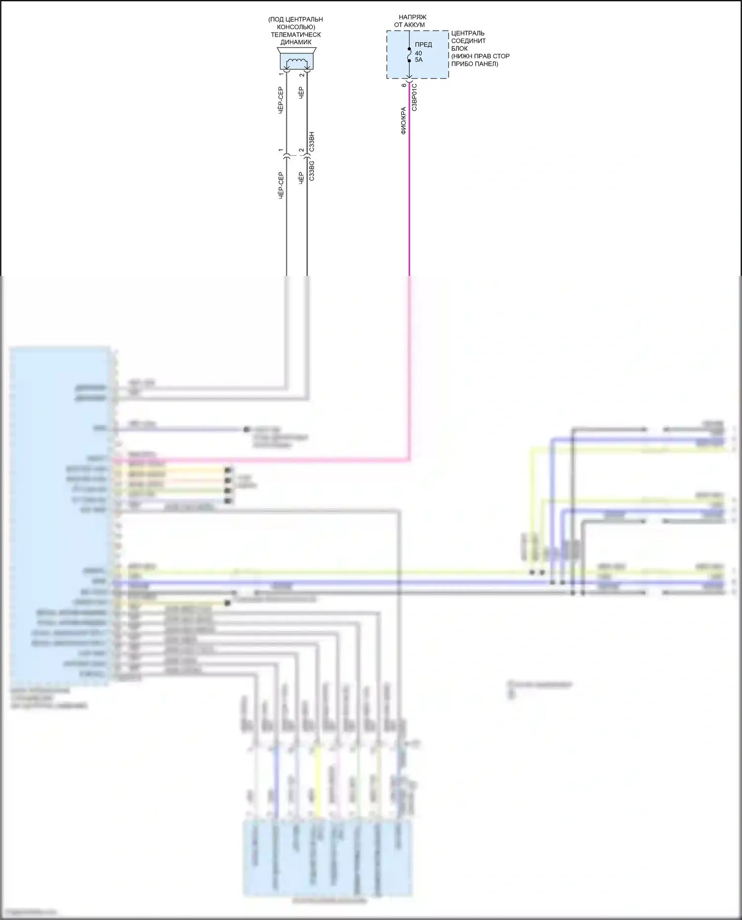 F-type Jaguar I рестайлинг (2016-2019): Электросхема телематики (1 из 2) 