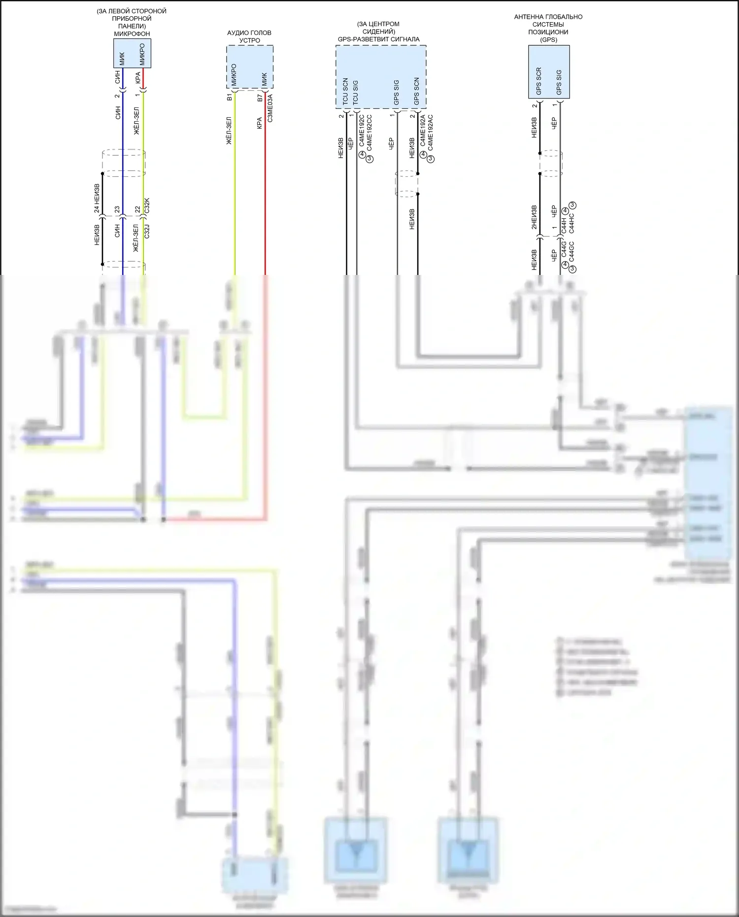 F-type Jaguar I рестайлинг (2016-2019): Электросхема телематики (2 из 2) 