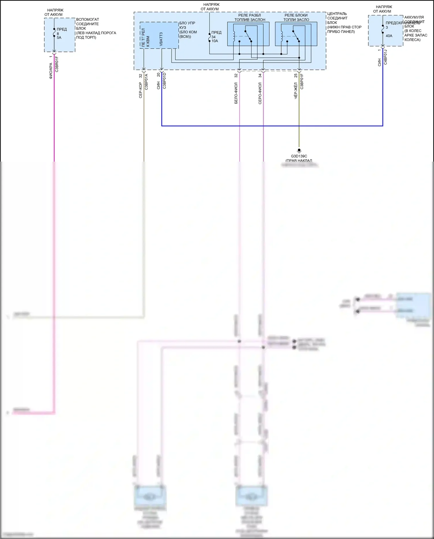 F-type Jaguar I рестайлинг (2016-2019): Электросхема центрального замка (4 из 4) 