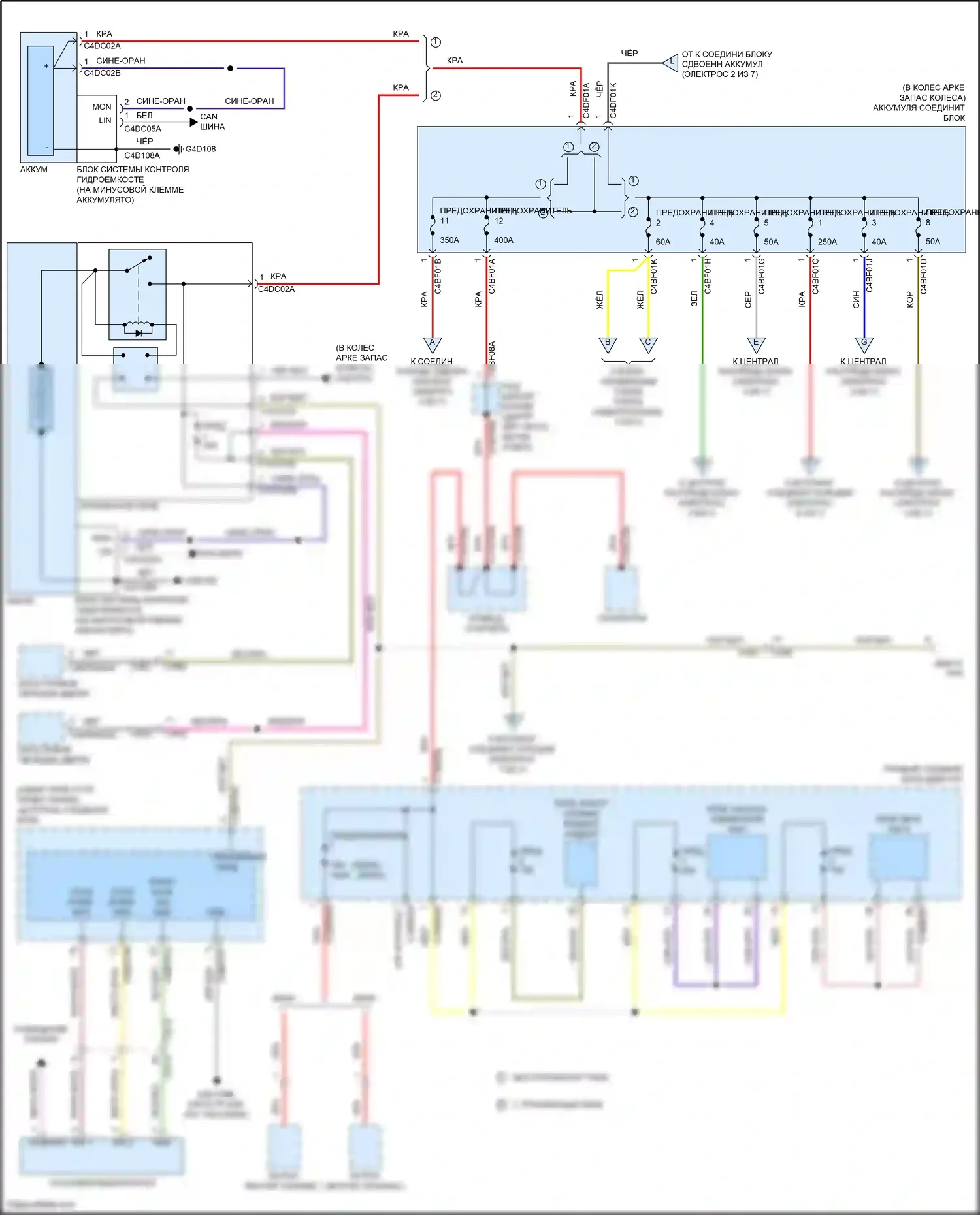 F-type Jaguar I (2013-2017): Электросхема блока предохранителей реле (1 из 7) 