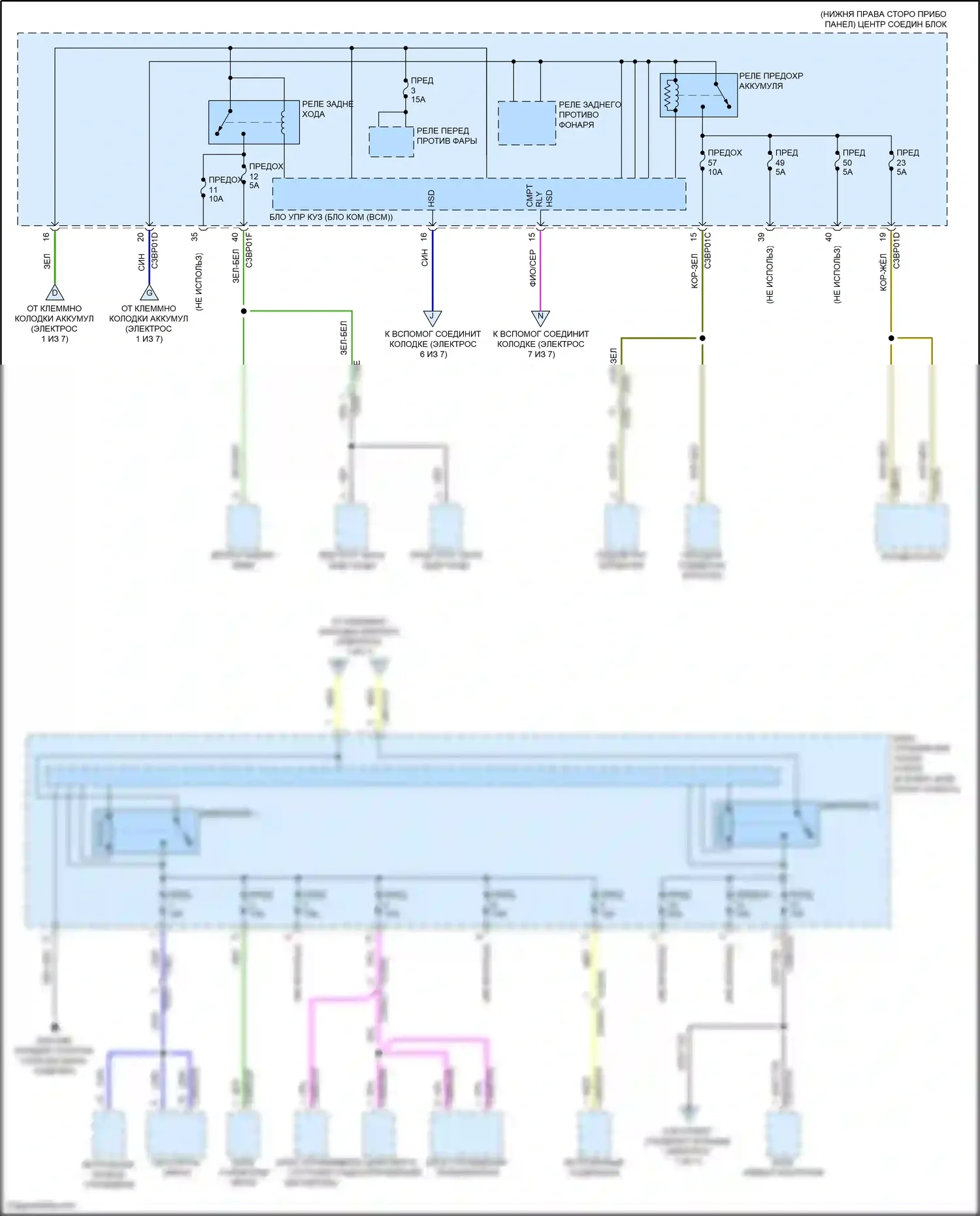 F-type Jaguar I (2013-2017): Электросхема блока предохранителей реле (5 из 7) 