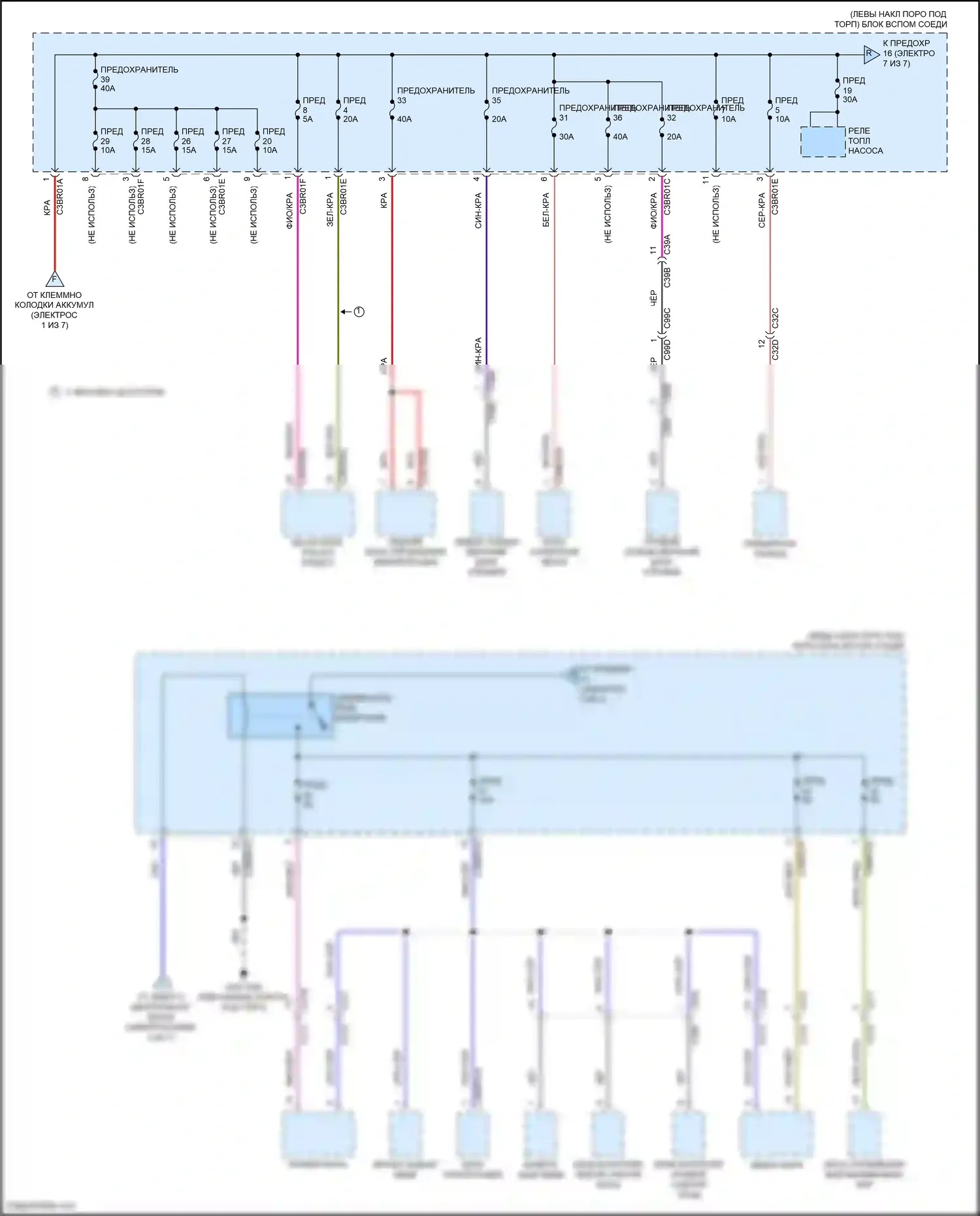 F-type Jaguar I (2013-2017): Электросхема блока предохранителей реле (6 из 7) 