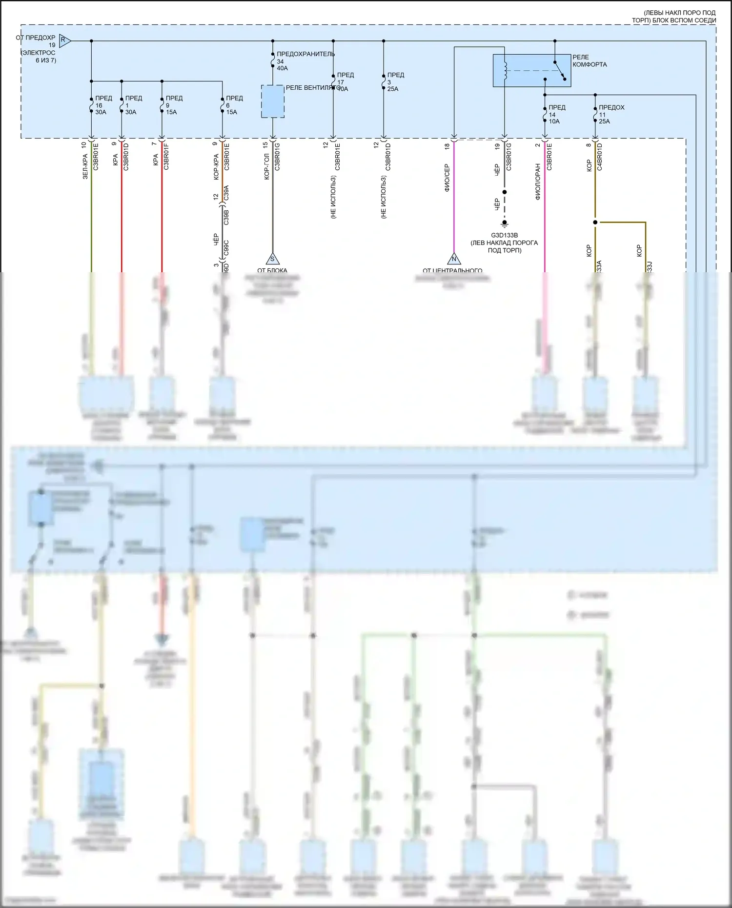 F-type Jaguar I (2013-2017): Электросхема блока предохранителей реле (7 из 7) 