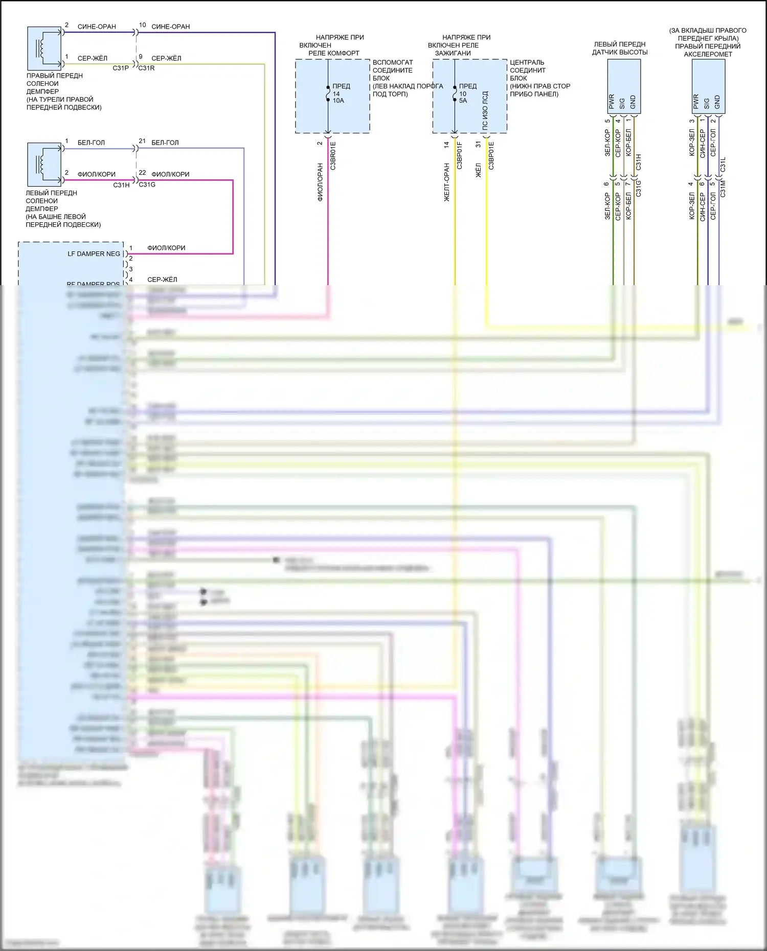F-type Jaguar I (2013-2017): Электросхема электронной подвески (1 из 2) 
