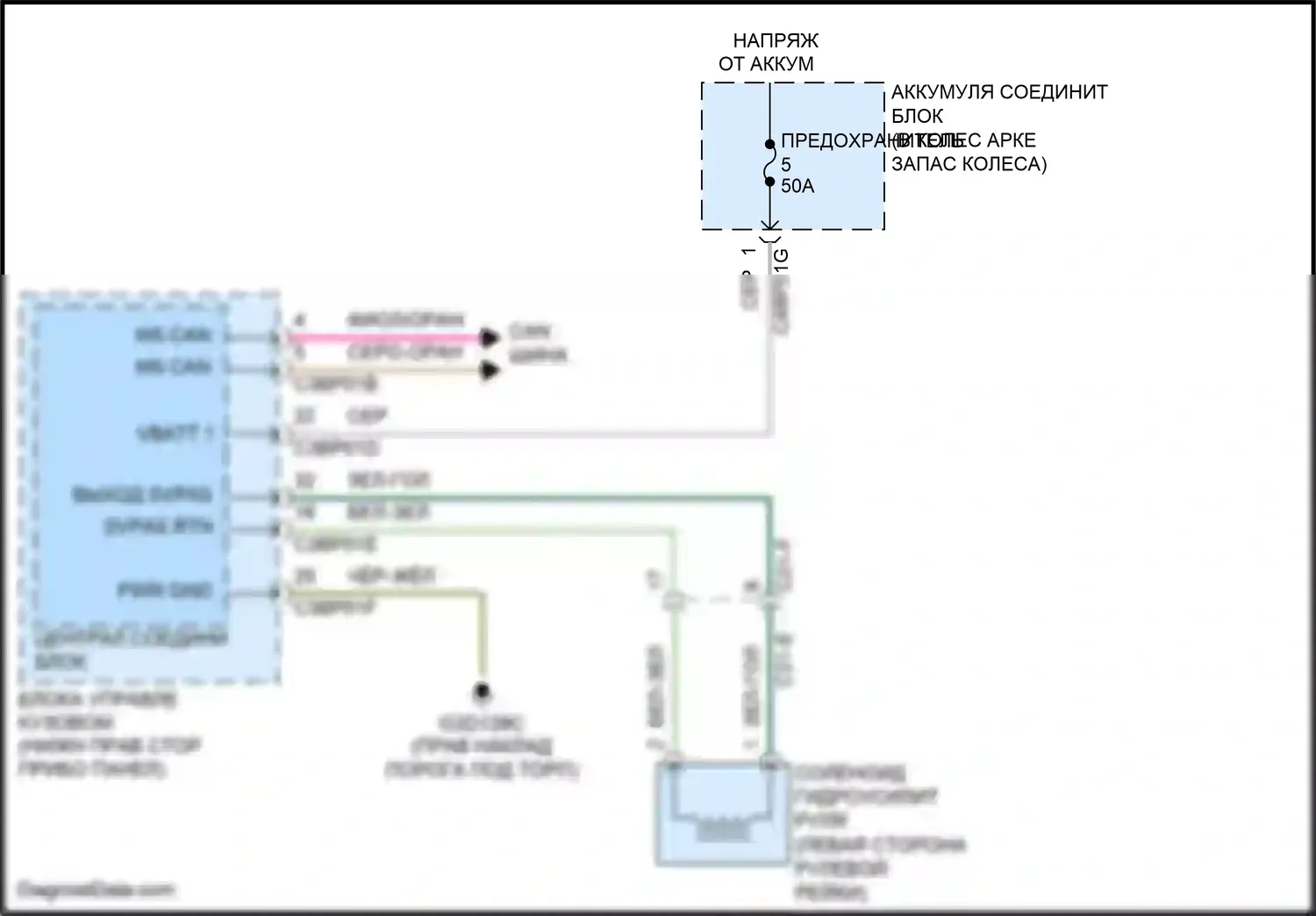 F-type Jaguar I (2013-2017): Электросхема электроусилителя руля 