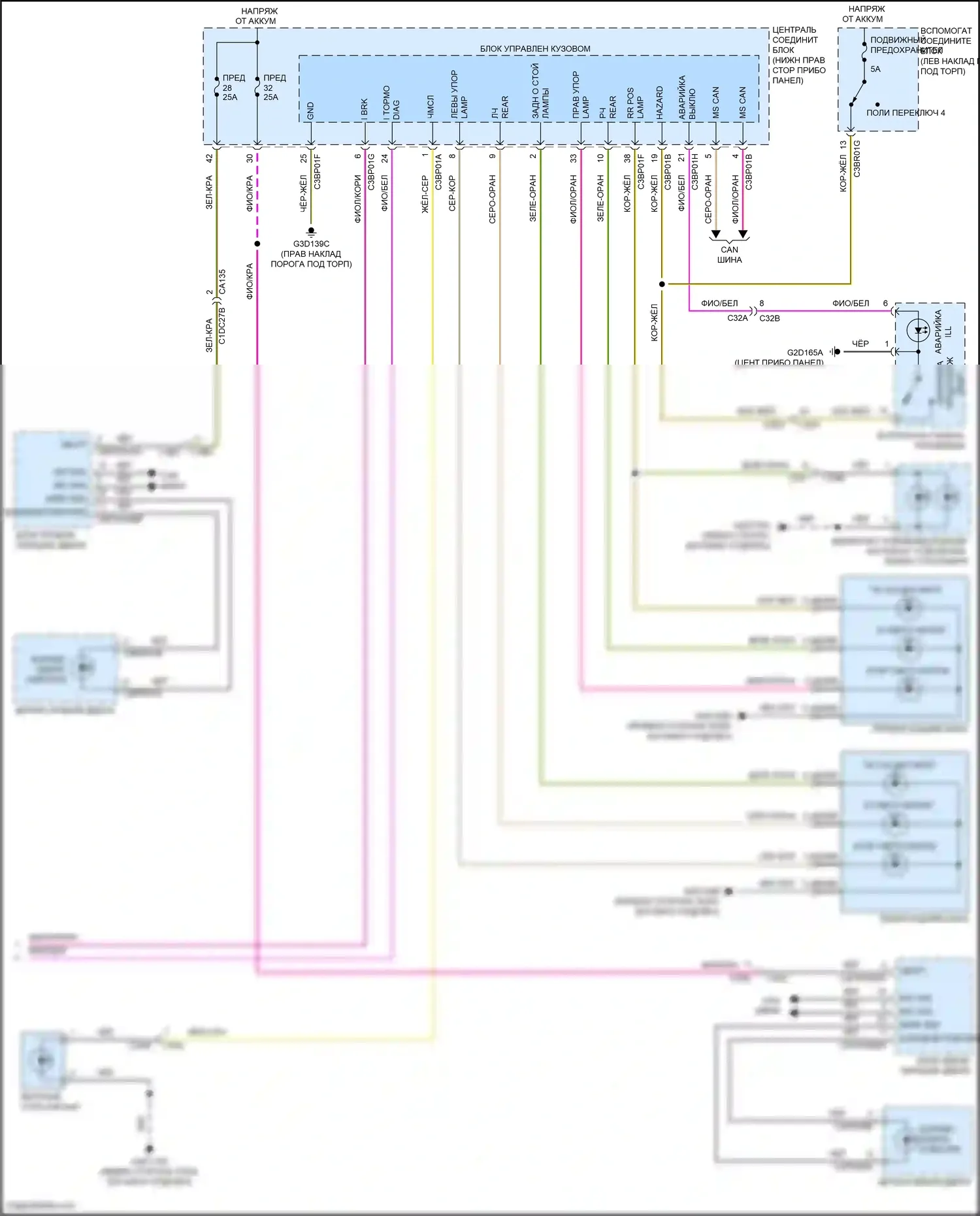 F-type Jaguar I (2013-2017): Электросхема фар и фонарей (2 из 2) 