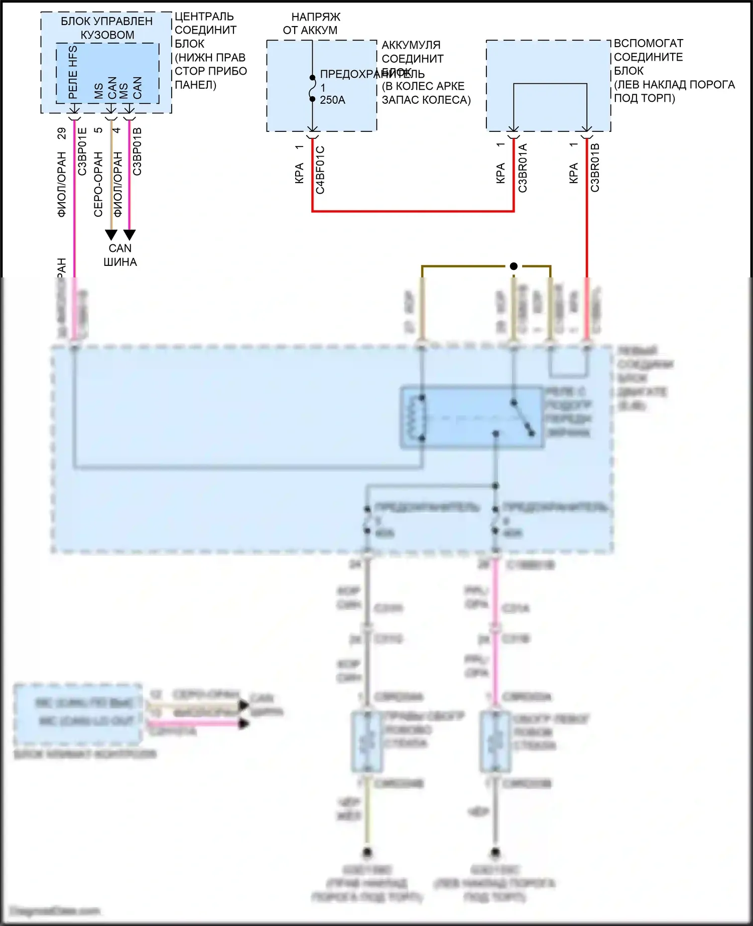 F-type Jaguar I (2013-2017): Электросхема обогреваемого лобового стекла 