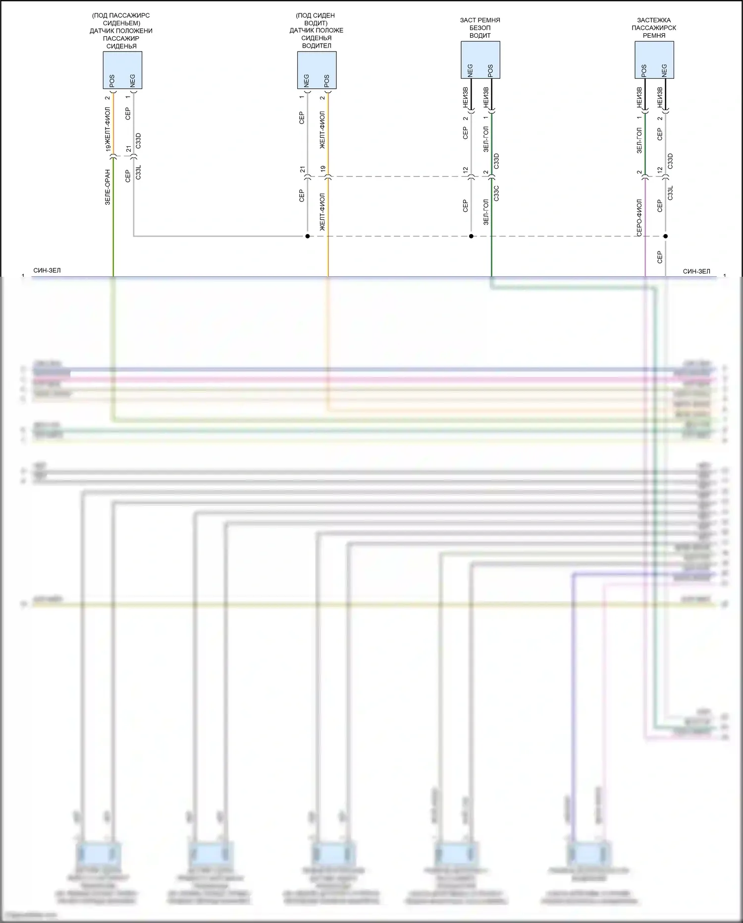 F-type Jaguar I (2013-2017): Электросхема подушек безопасности (3 из 4) 