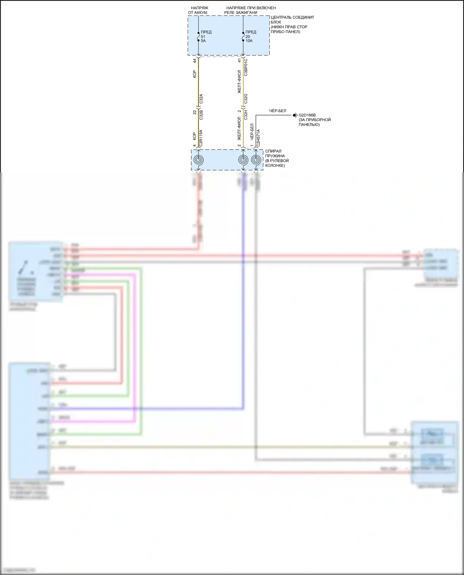 F-type Jaguar I (2013-2017): Электросхема рулевого колеса с подогревом 