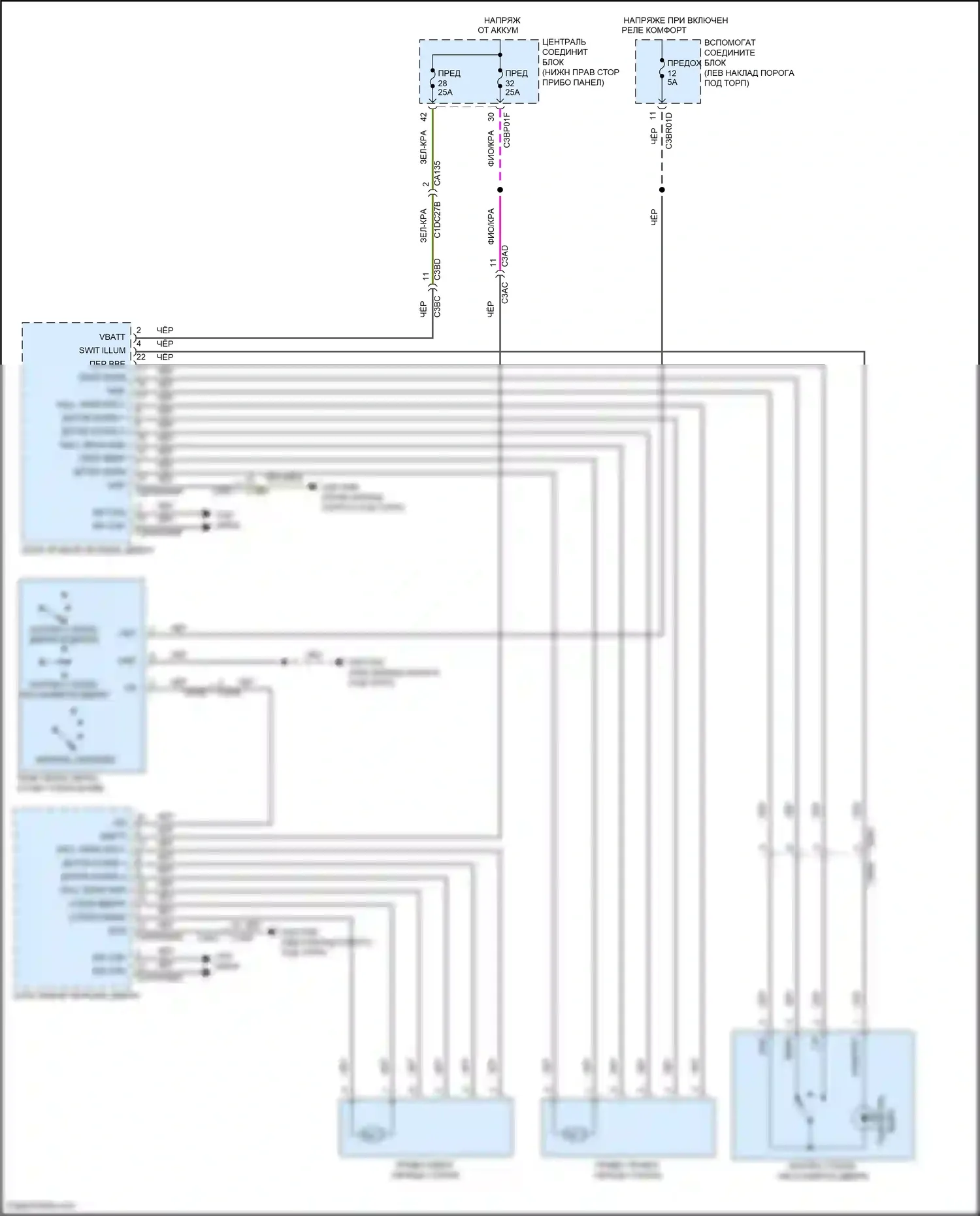 F-type Jaguar I (2013-2017): Стеклоподъемники электросхема 