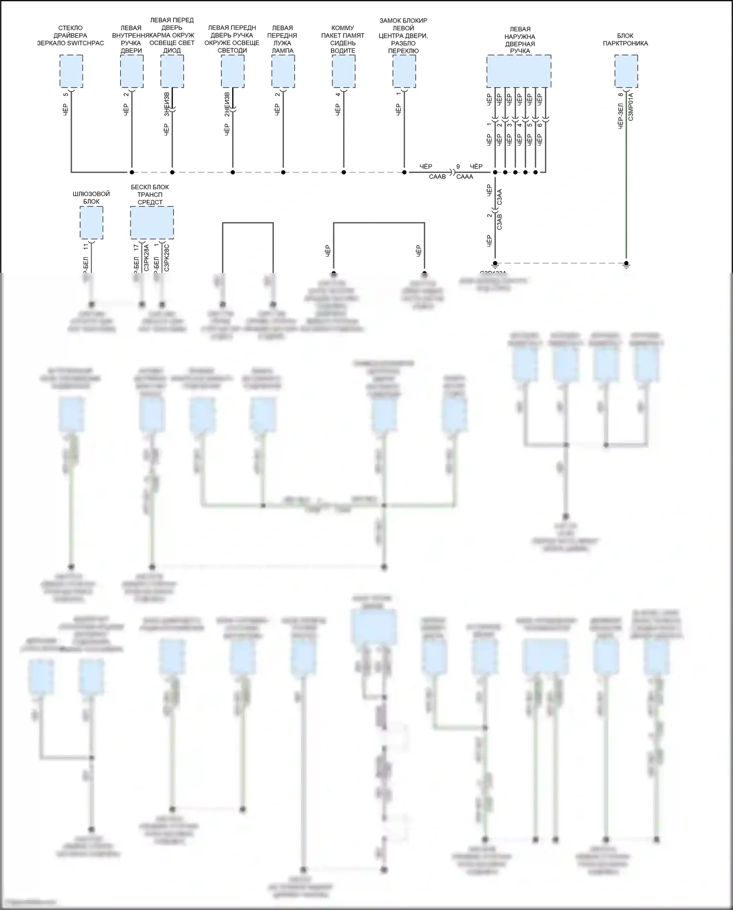 F-type Jaguar I (2013-2017): Электросхема точек подключения масс (4 из 5) 