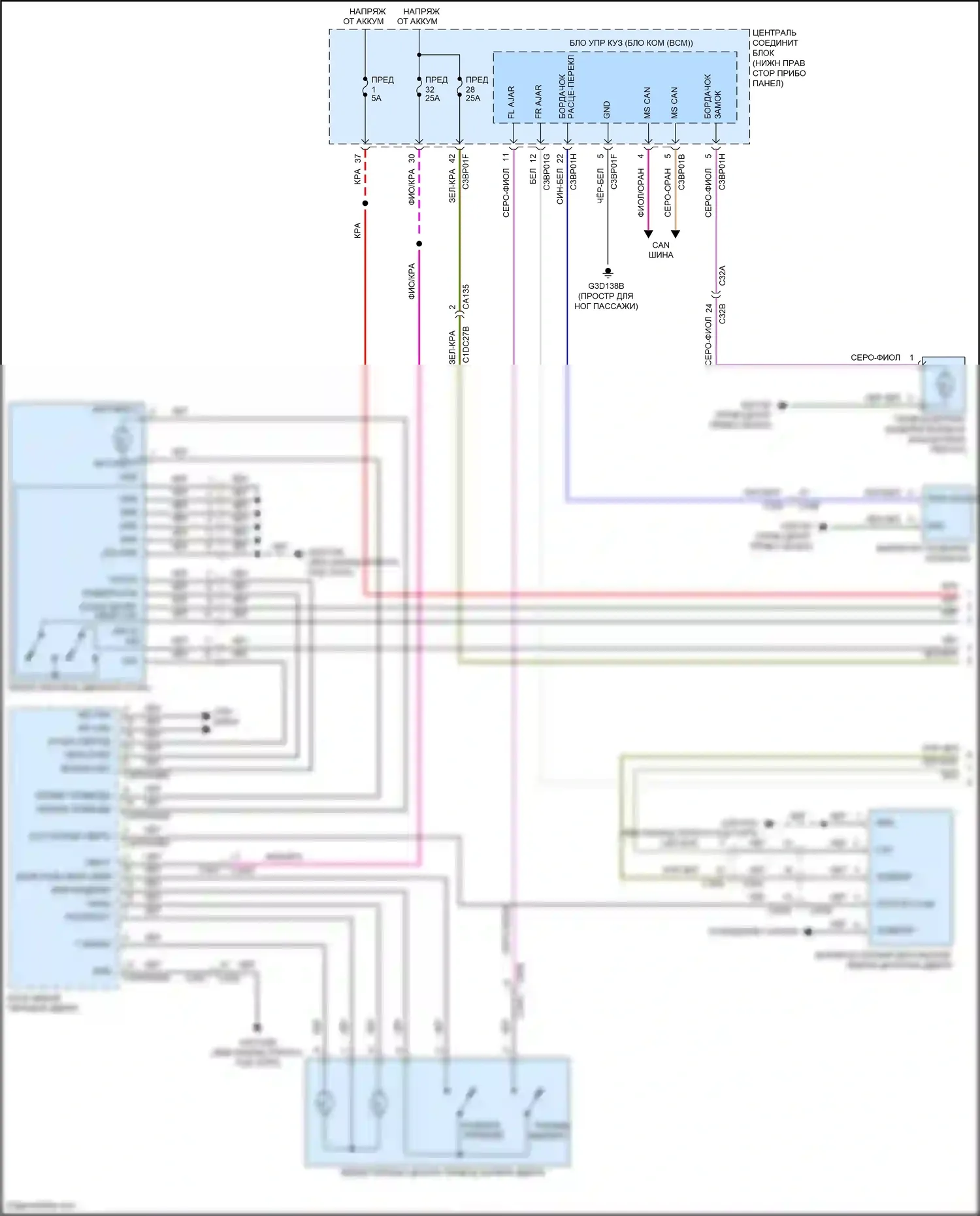 F-type Jaguar I (2013-2017): Электросхема центрального замка (1 из 4) 