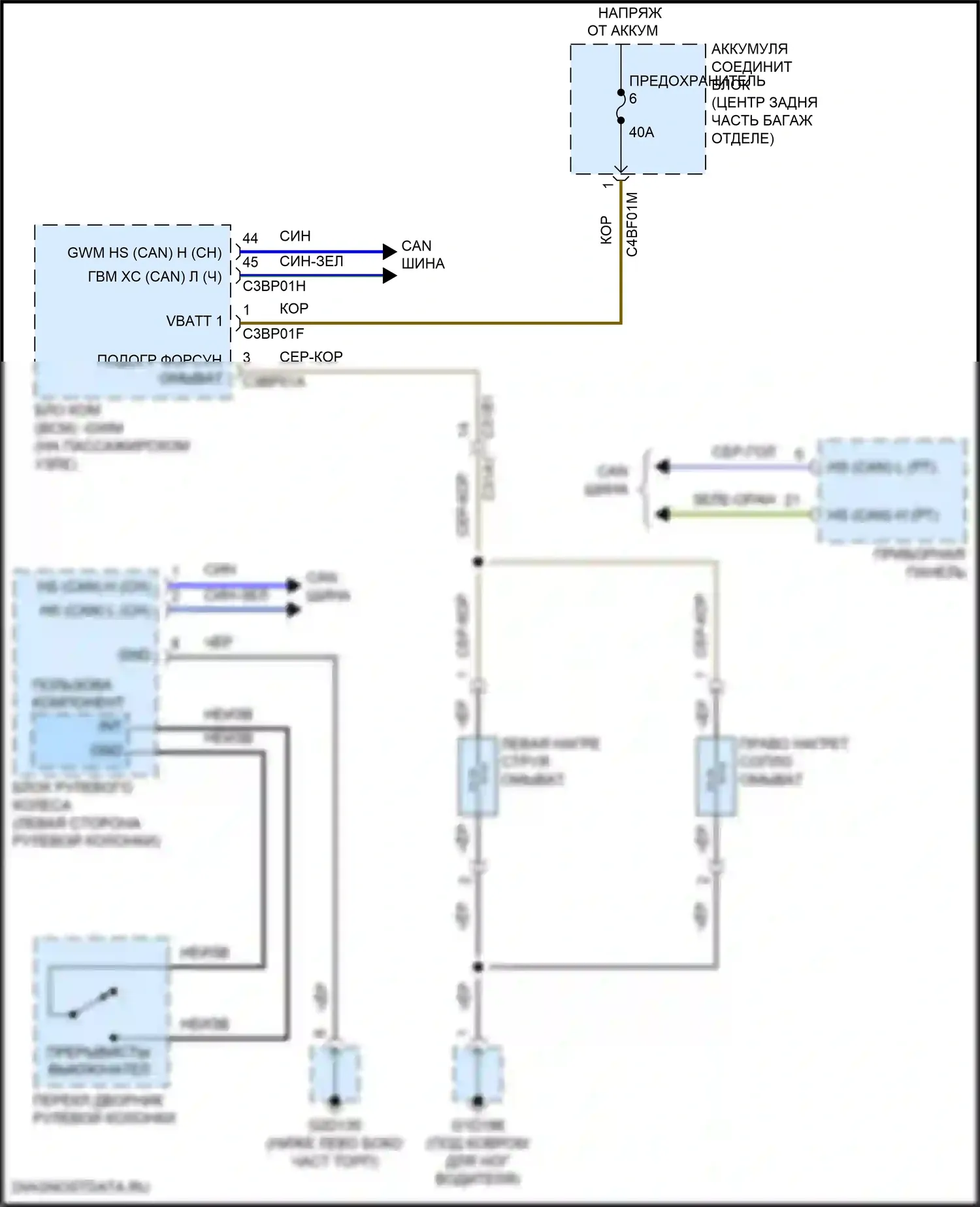 XE Jaguar I (2015-2019): Электросхема подогрева форсунки 