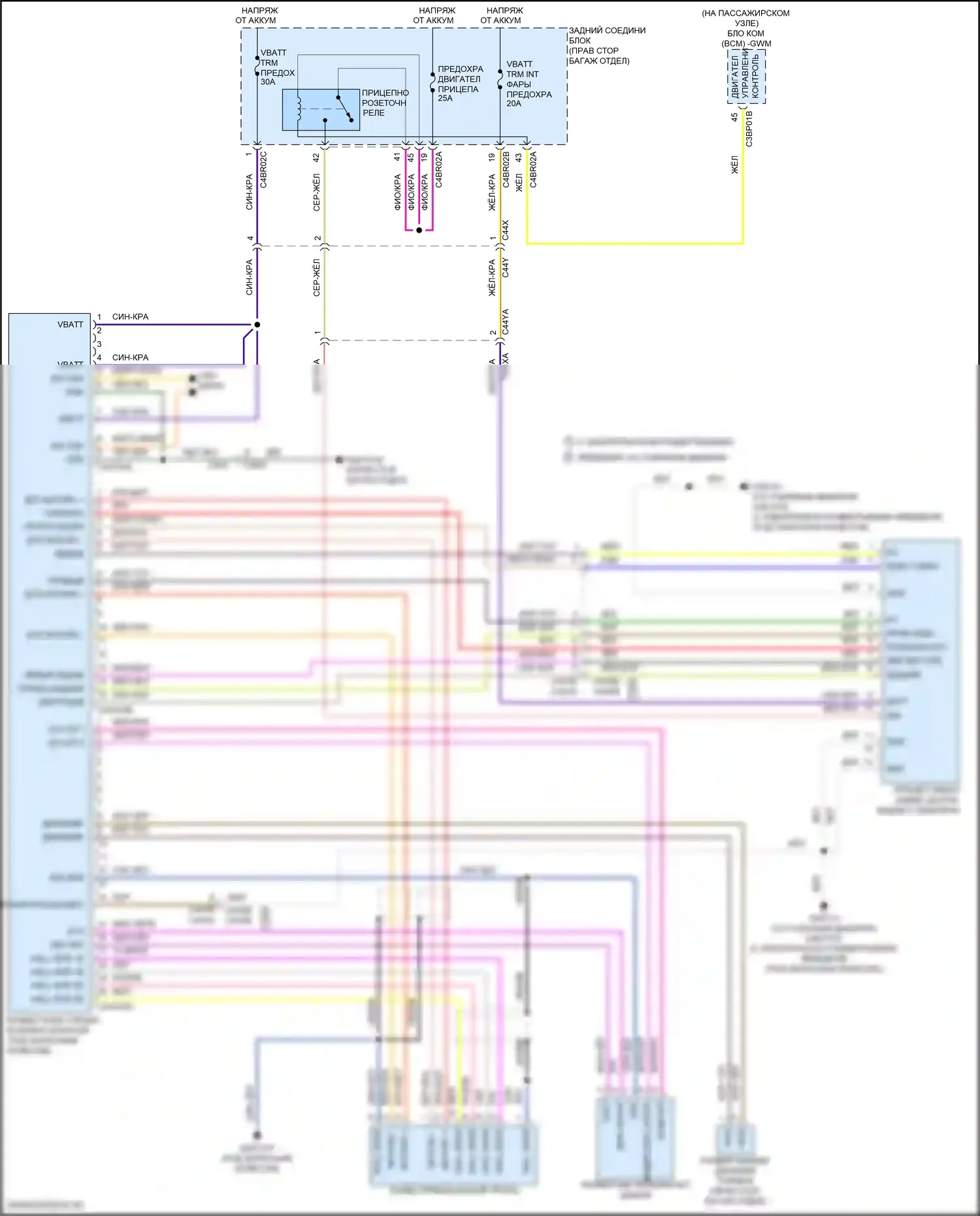 XE Jaguar I (2015-2019): Электросхема буксировки прицепа 