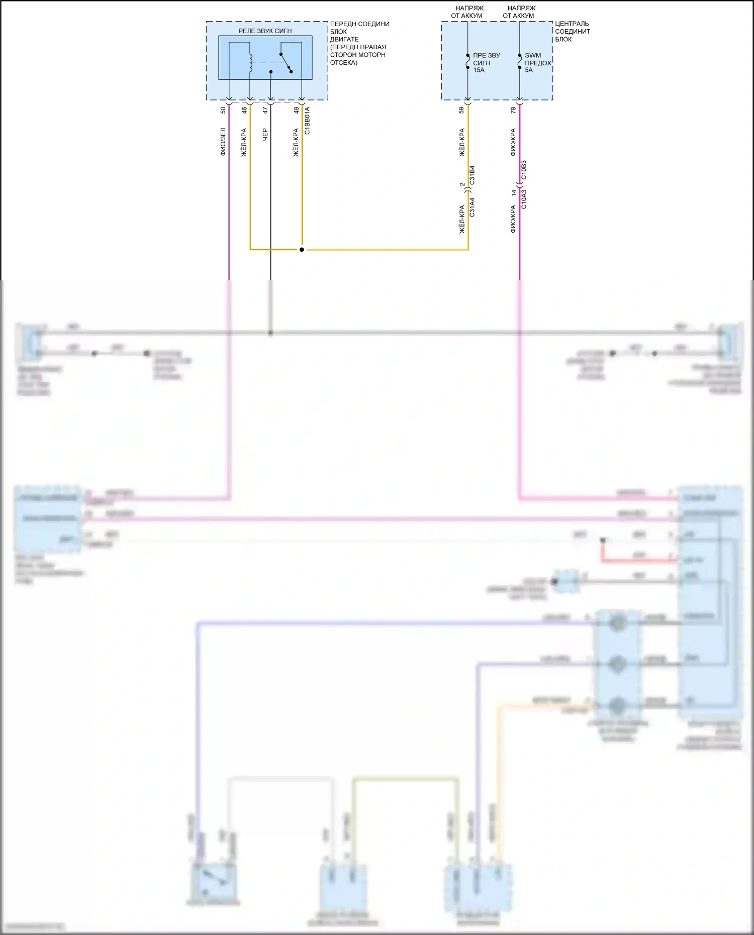 XE Jaguar I (2015-2019): Электросхема клаксона 