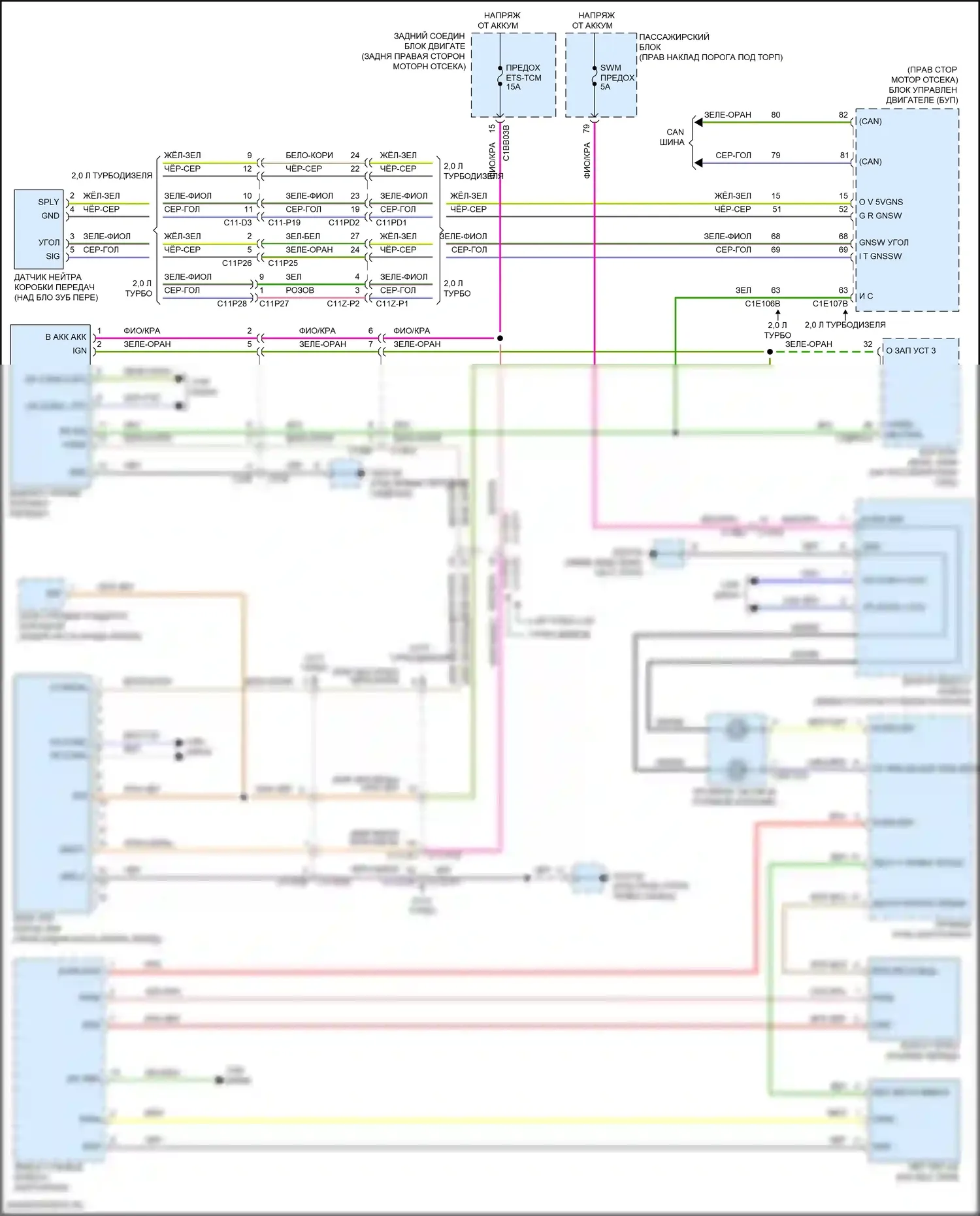 XE Jaguar I (2015-2019): 2,0л турбодизеля, электросхема автоматической коробки передач 