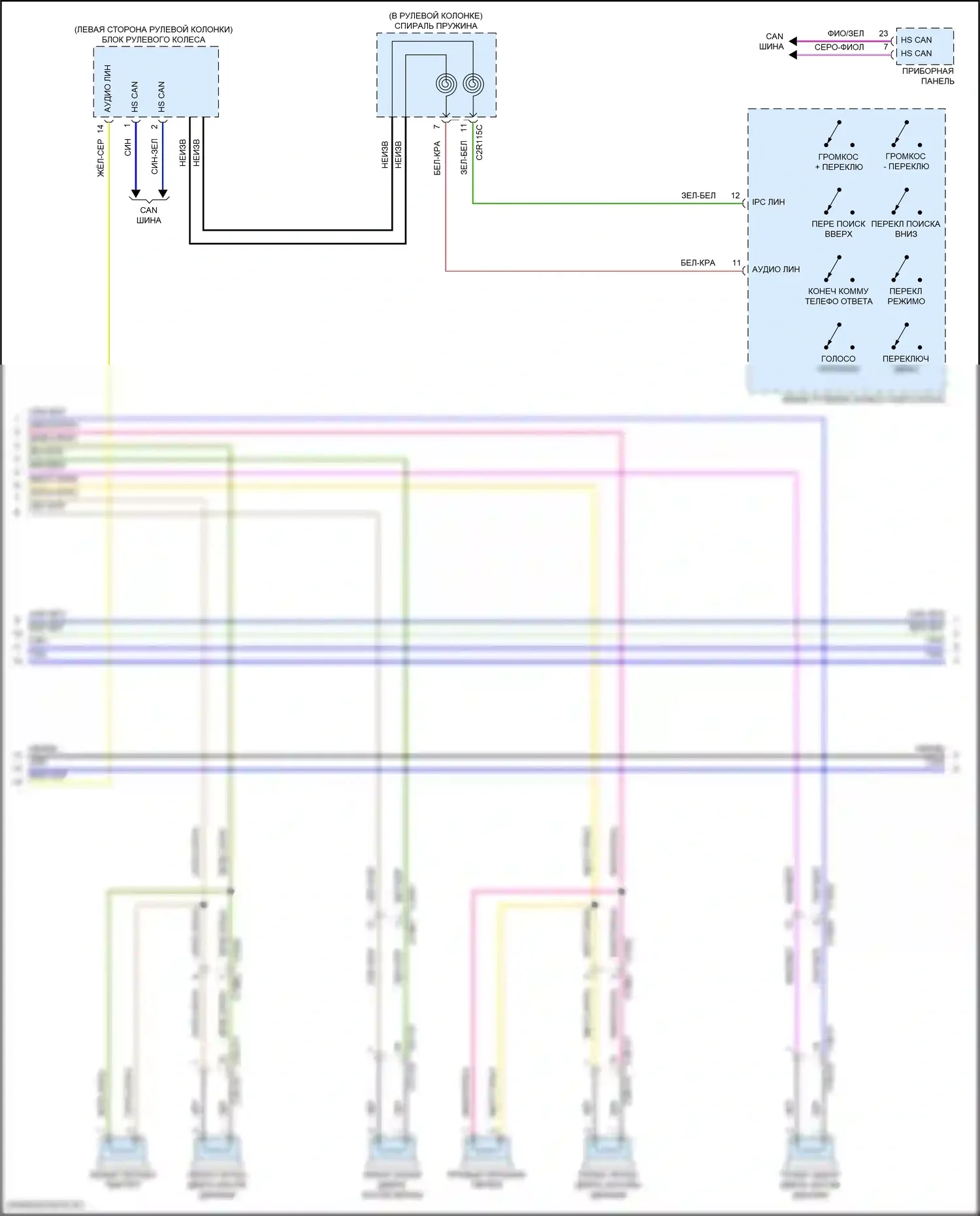 XE Jaguar I (2015-2019): Электросхема базовой магнитолы (3 из 4) 