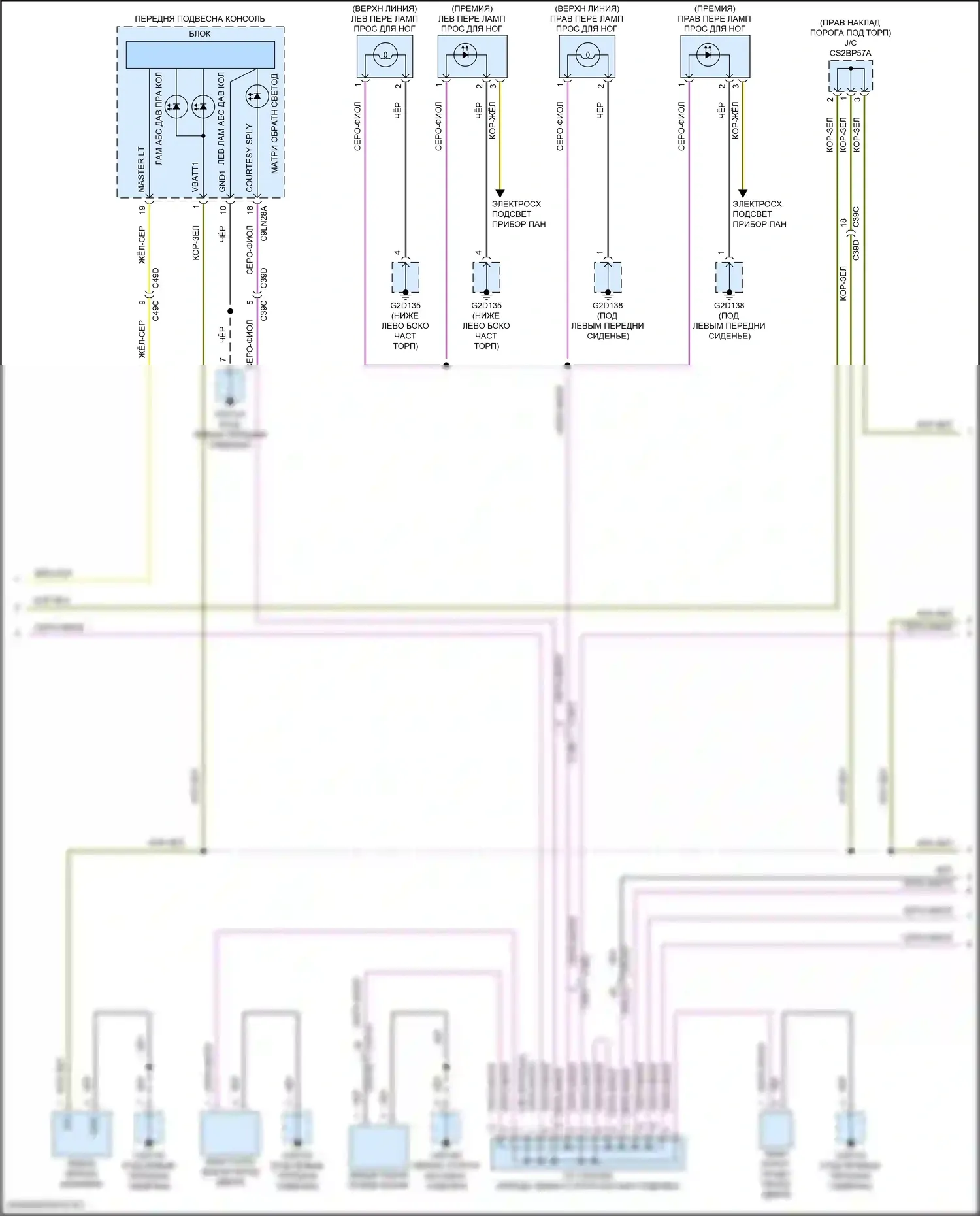 XE Jaguar I (2015-2019): Электросхема освещения салона (2 из 3) 