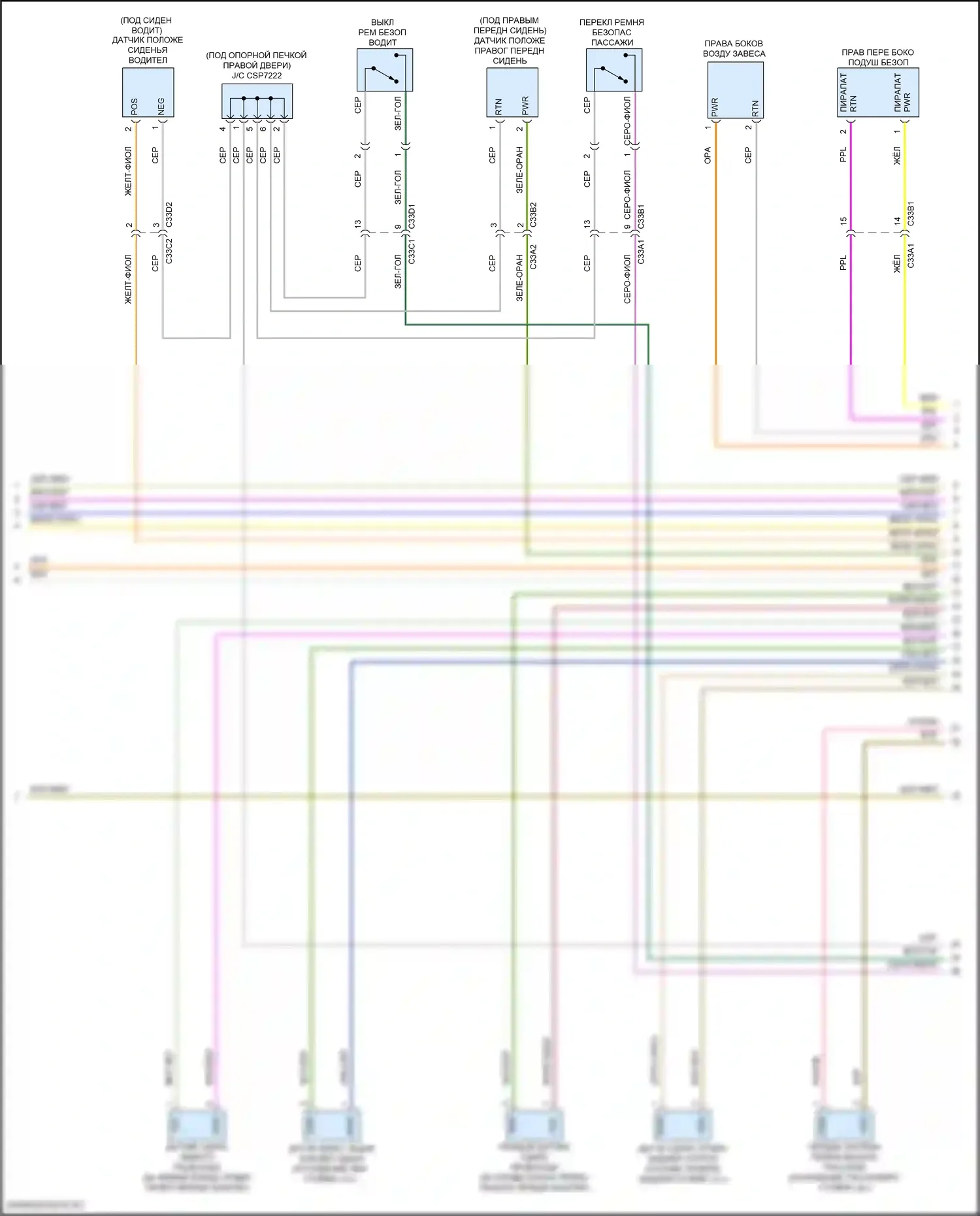 XE Jaguar I (2015-2019): Электросхема подушек безопасности (3 из 4) 