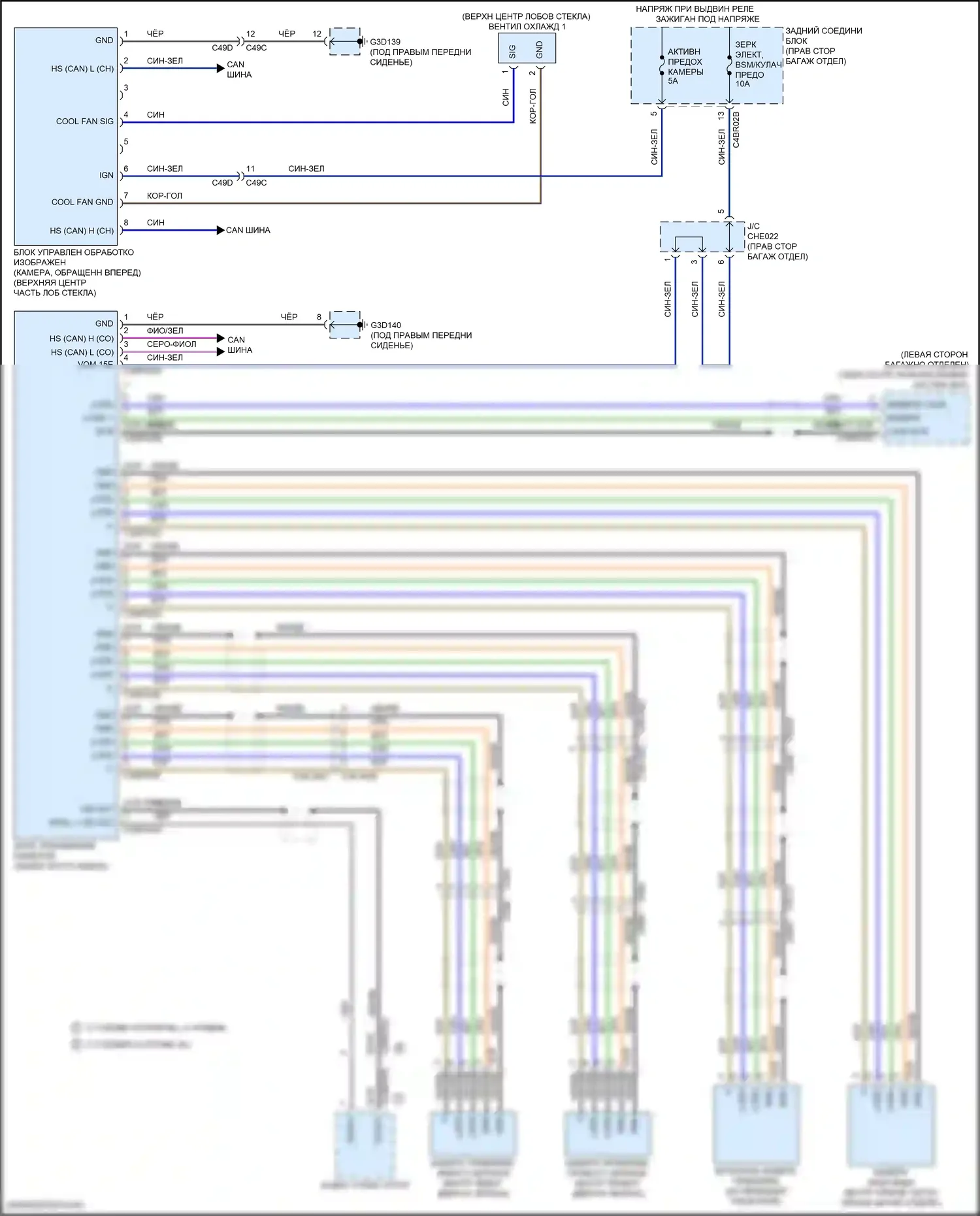 XE Jaguar I (2015-2019): Электросхема мультикамер 