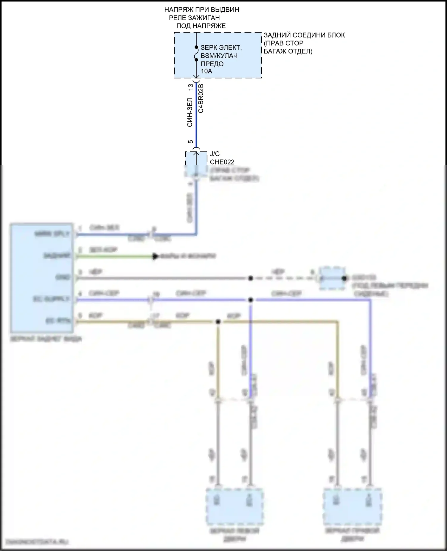 XE Jaguar I (2015-2019): Электросхема электрохромного зеркала 