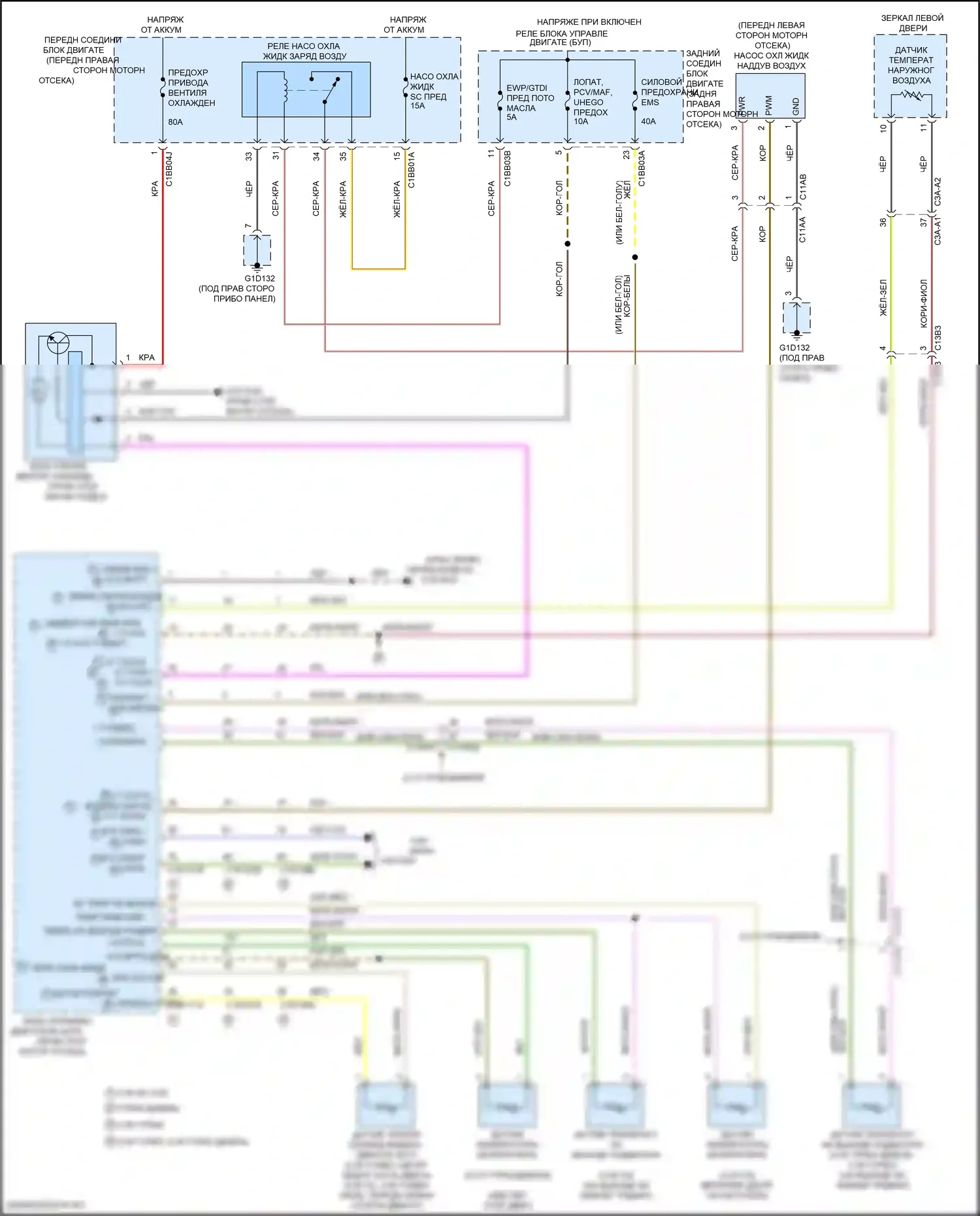 XE Jaguar I (2015-2019): Электросхема вентилятора охлаждения 