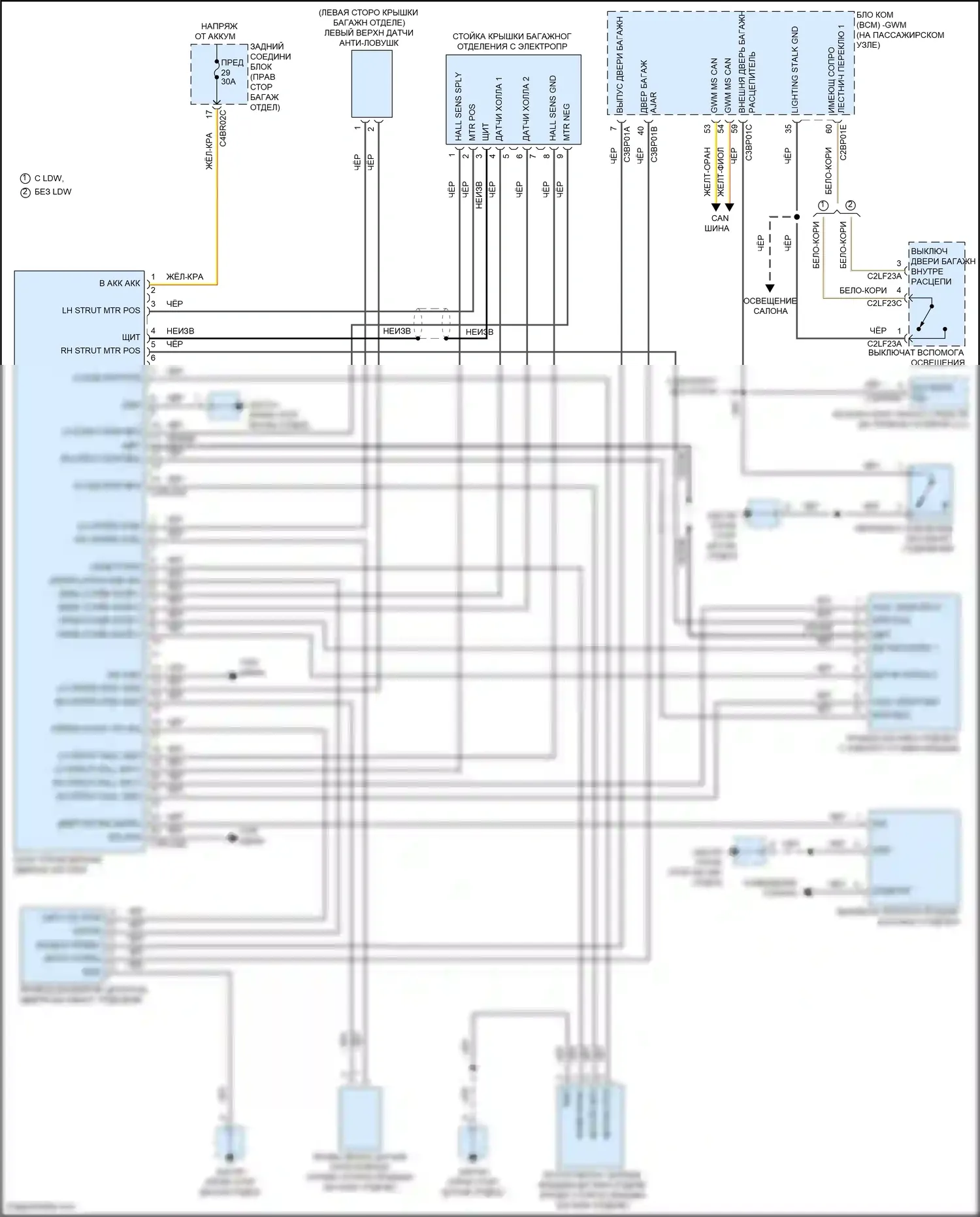 XF Jaguar II (2015-2020): Электросхема силовой двери багажника 