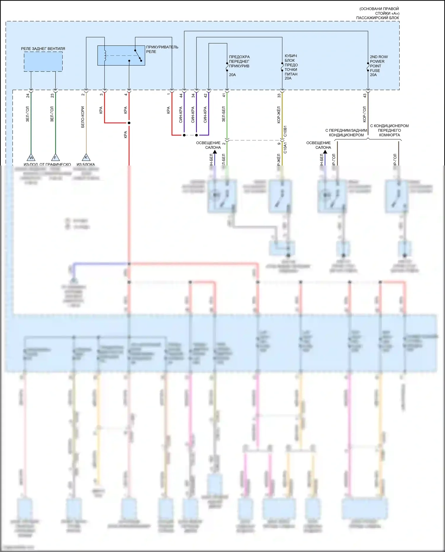 XF Jaguar II (2015-2020): Электросхема блока предохранителей реле (5 из 8) 