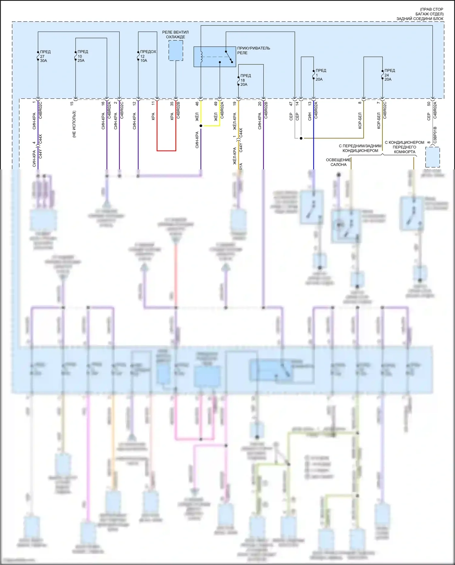 XF Jaguar II (2015-2020): Электросхема блока предохранителей реле (7 из 8) 