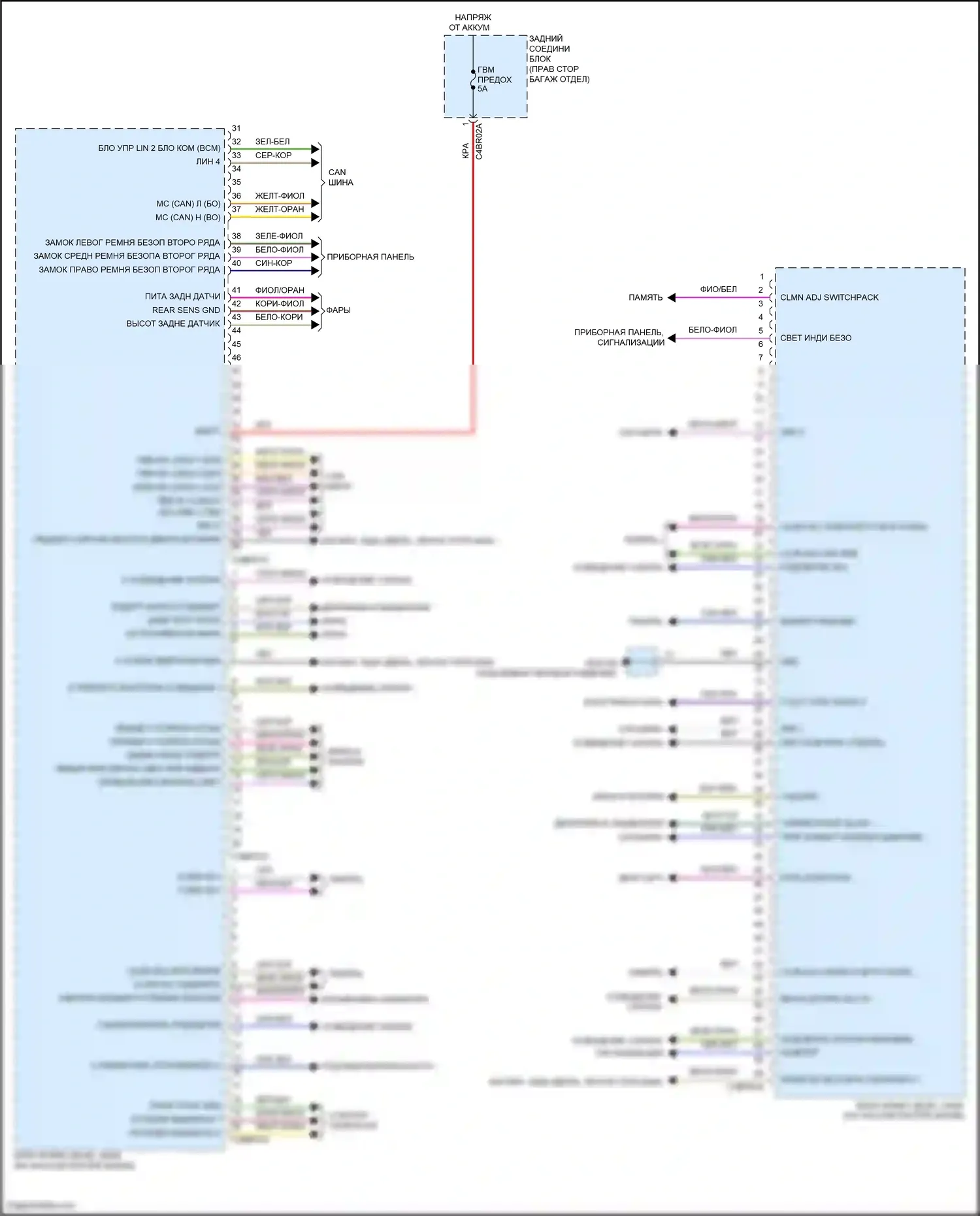 XF Jaguar II (2015-2020): Электросхема блоков управления кузовом (2 из 3) 