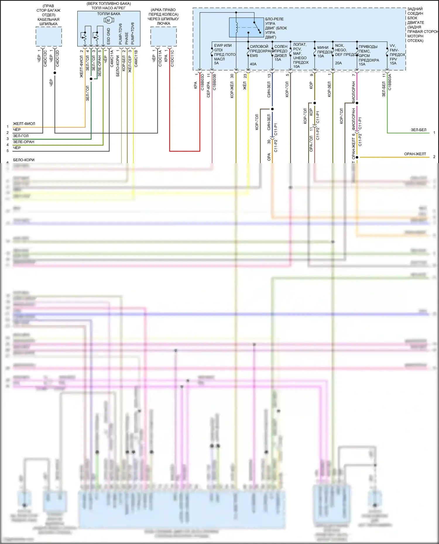 XF Jaguar II (2015-2020): Электросхема двигателя 2.0л турбо дизель (4 из 8) 