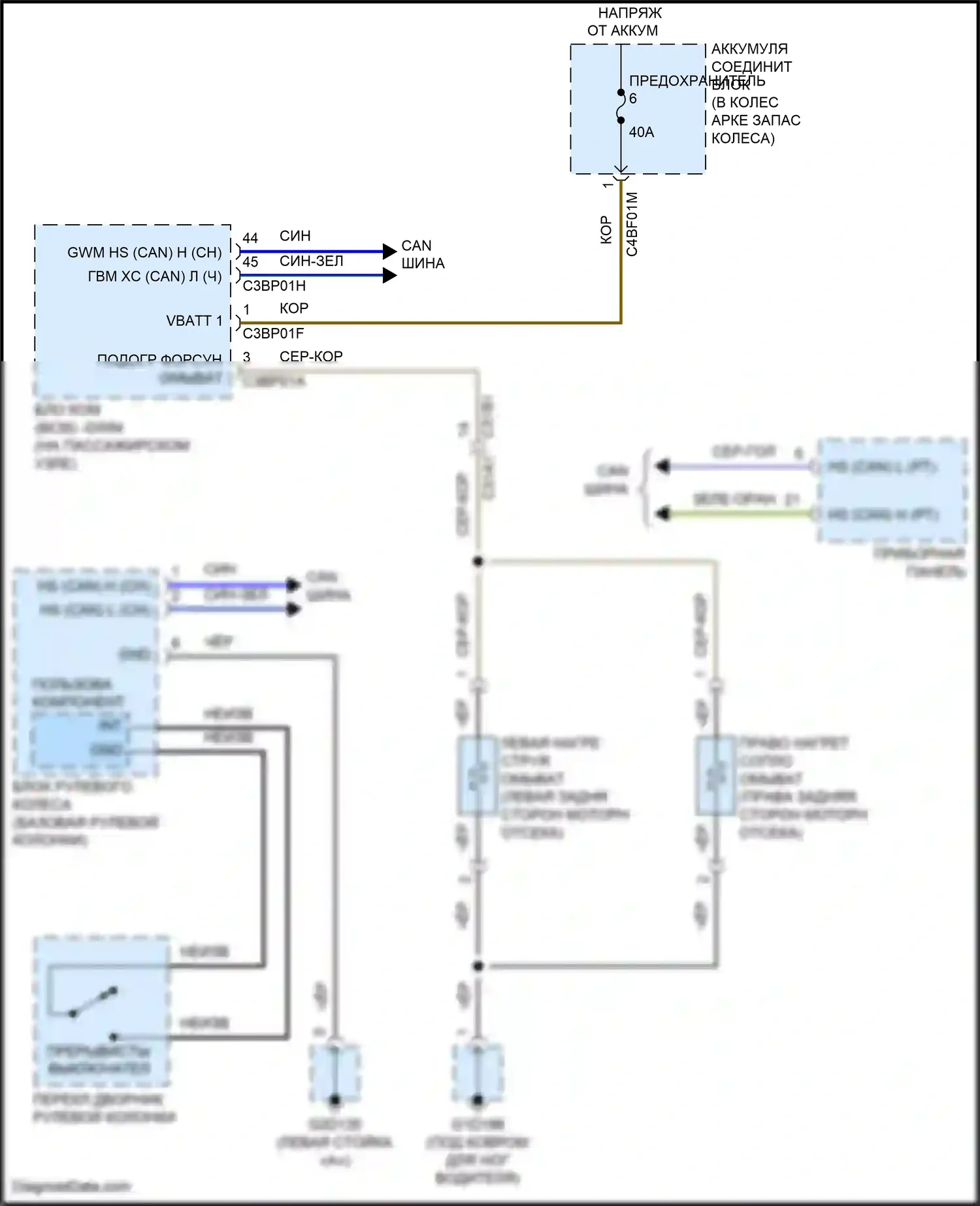 XF Jaguar II (2015-2020): Электросхема подогрева форсунки 