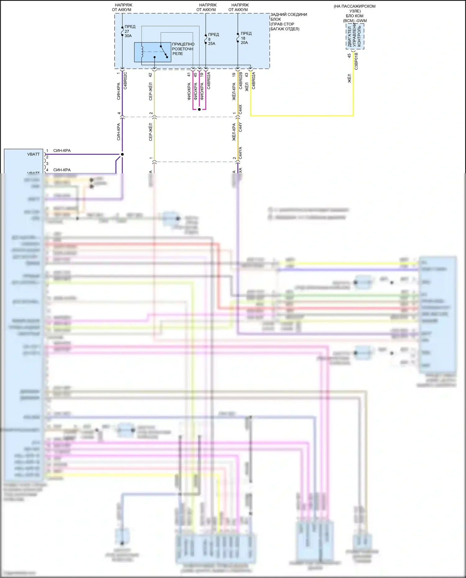 XF Jaguar II (2015-2020): Электросхема буксировки прицепа 