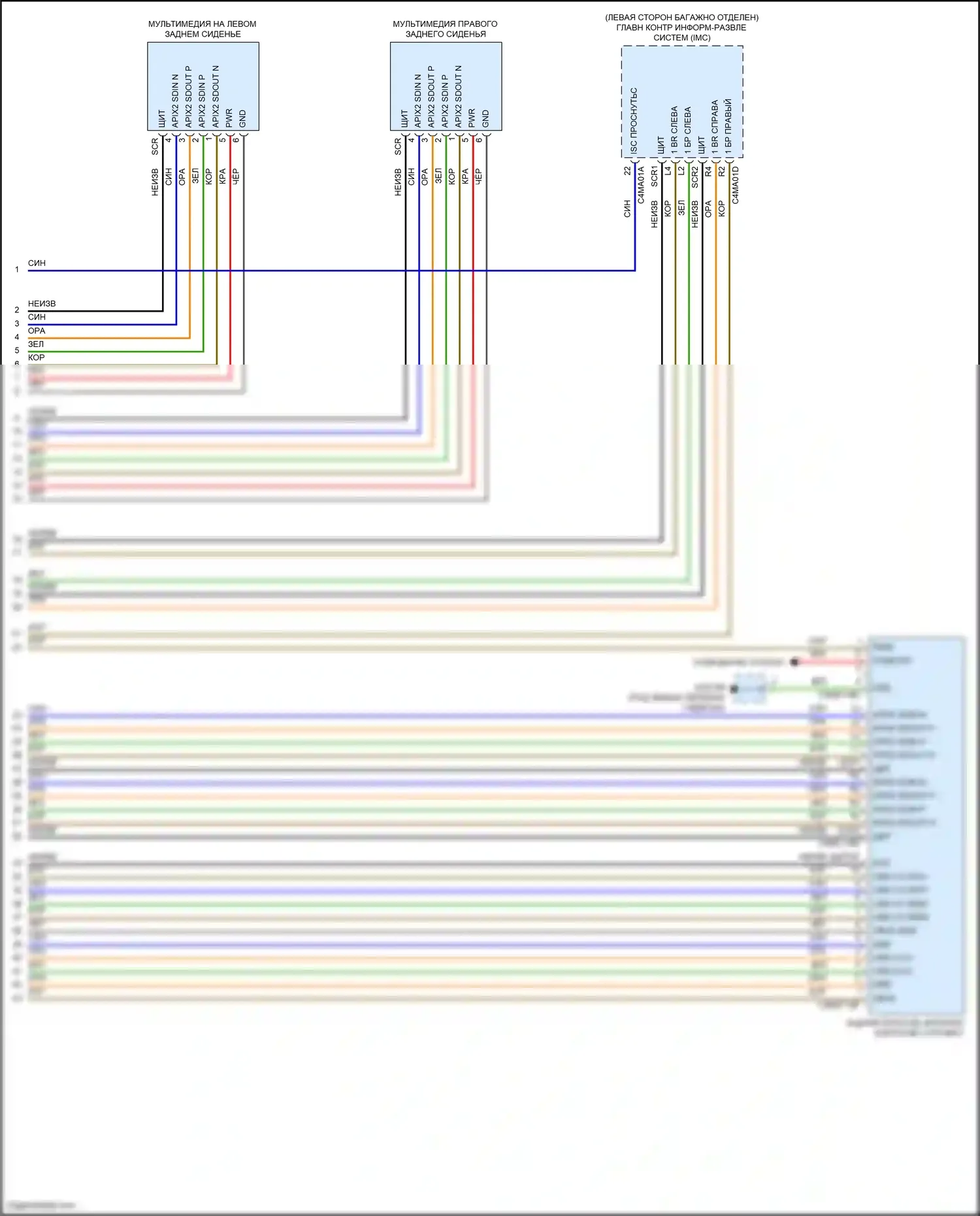 XF Jaguar II (2015-2020): Электросхема мультимедий заднего сиденья (2 из 2) 