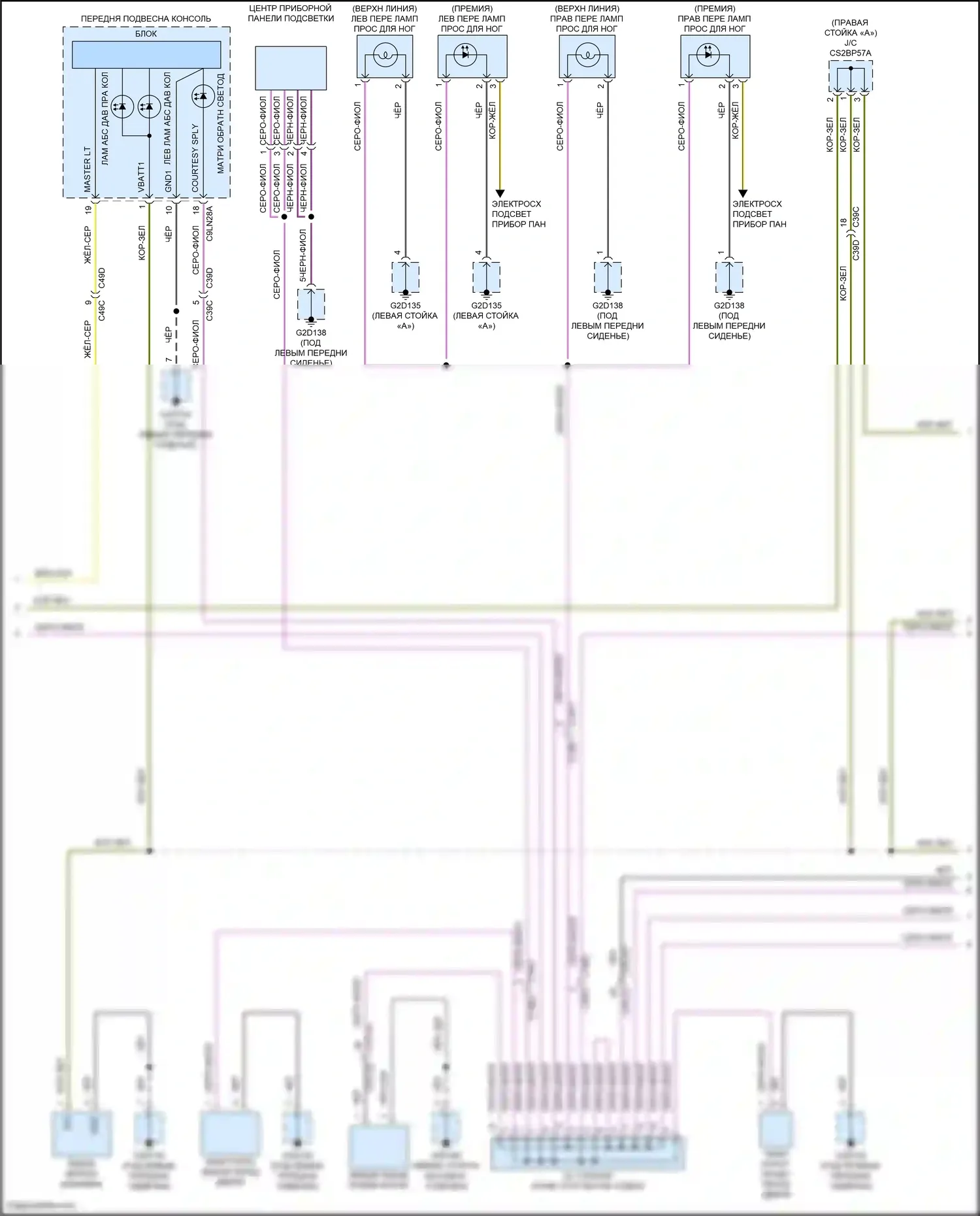 XF Jaguar II (2015-2020): Электросхема освещения салона (2 из 3) 