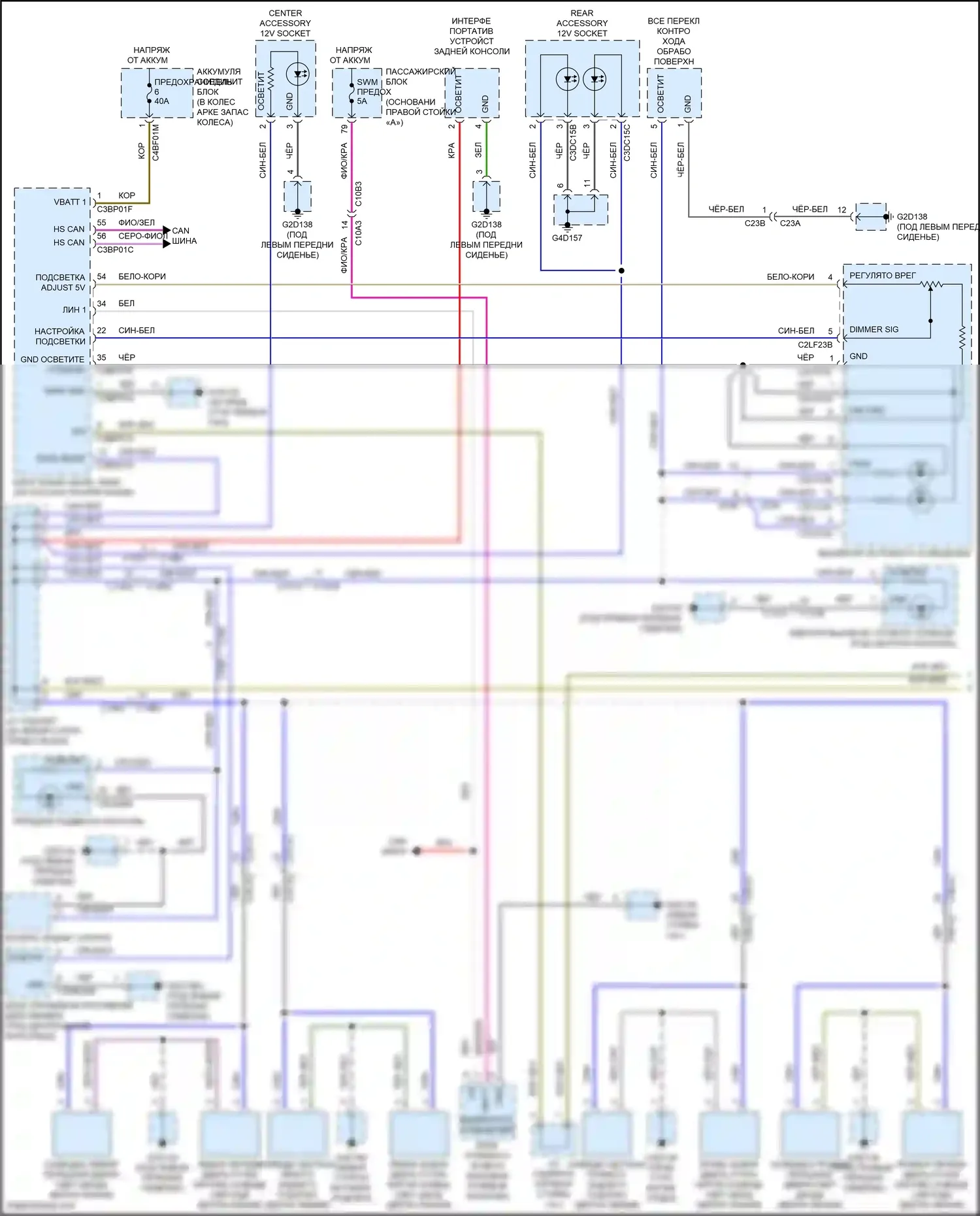 XF Jaguar II (2015-2020): Электросхема подсветки приборной панели (1 из 2) 
