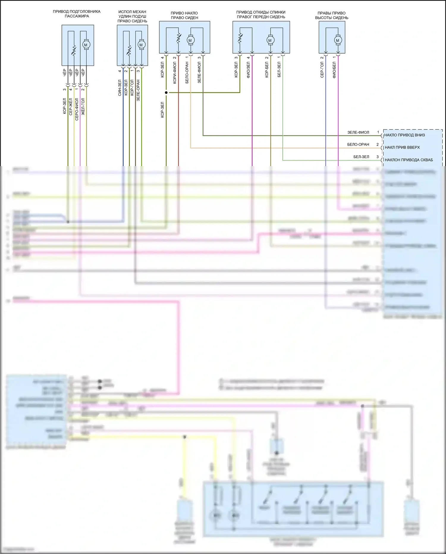 XF Jaguar II (2015-2020): Электросхема сиденья памяти пассажира (2 из 2) 