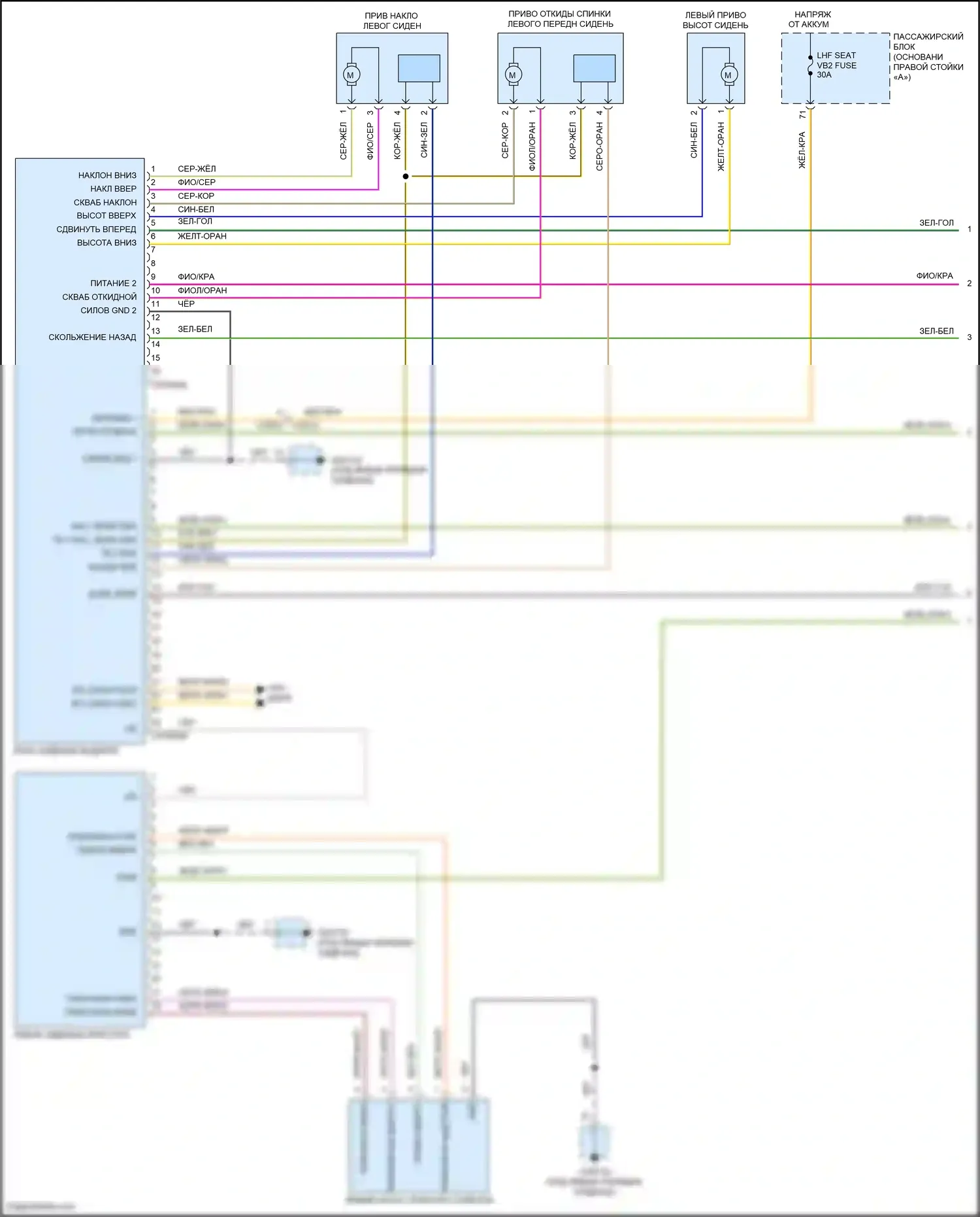 XF Jaguar II (2015-2020): Электросхема сиденья памяти водителя, 8-ходовая (1 из 2) 