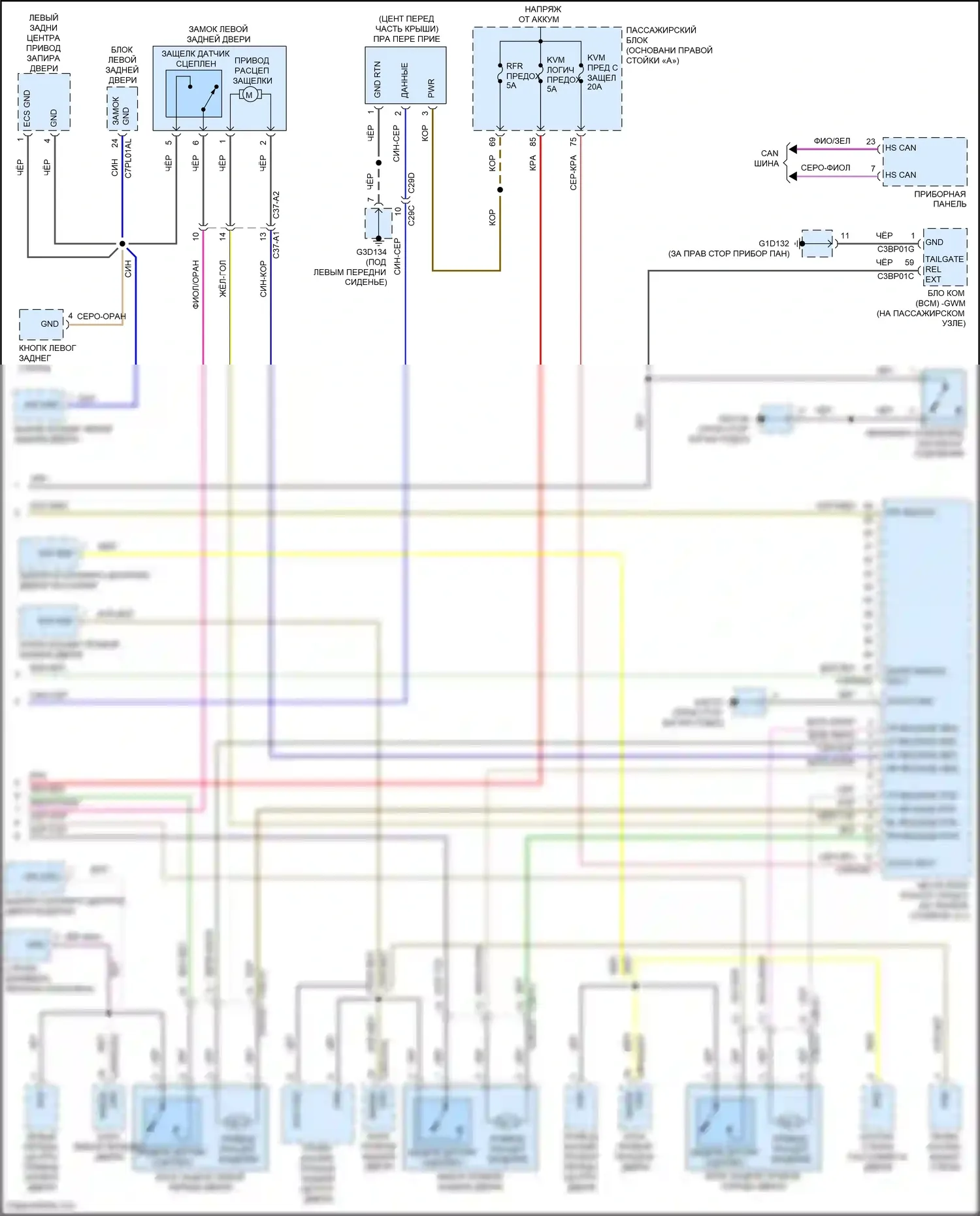 XF Jaguar II (2015-2020): Электросхема центрального замка (2 из 2) 