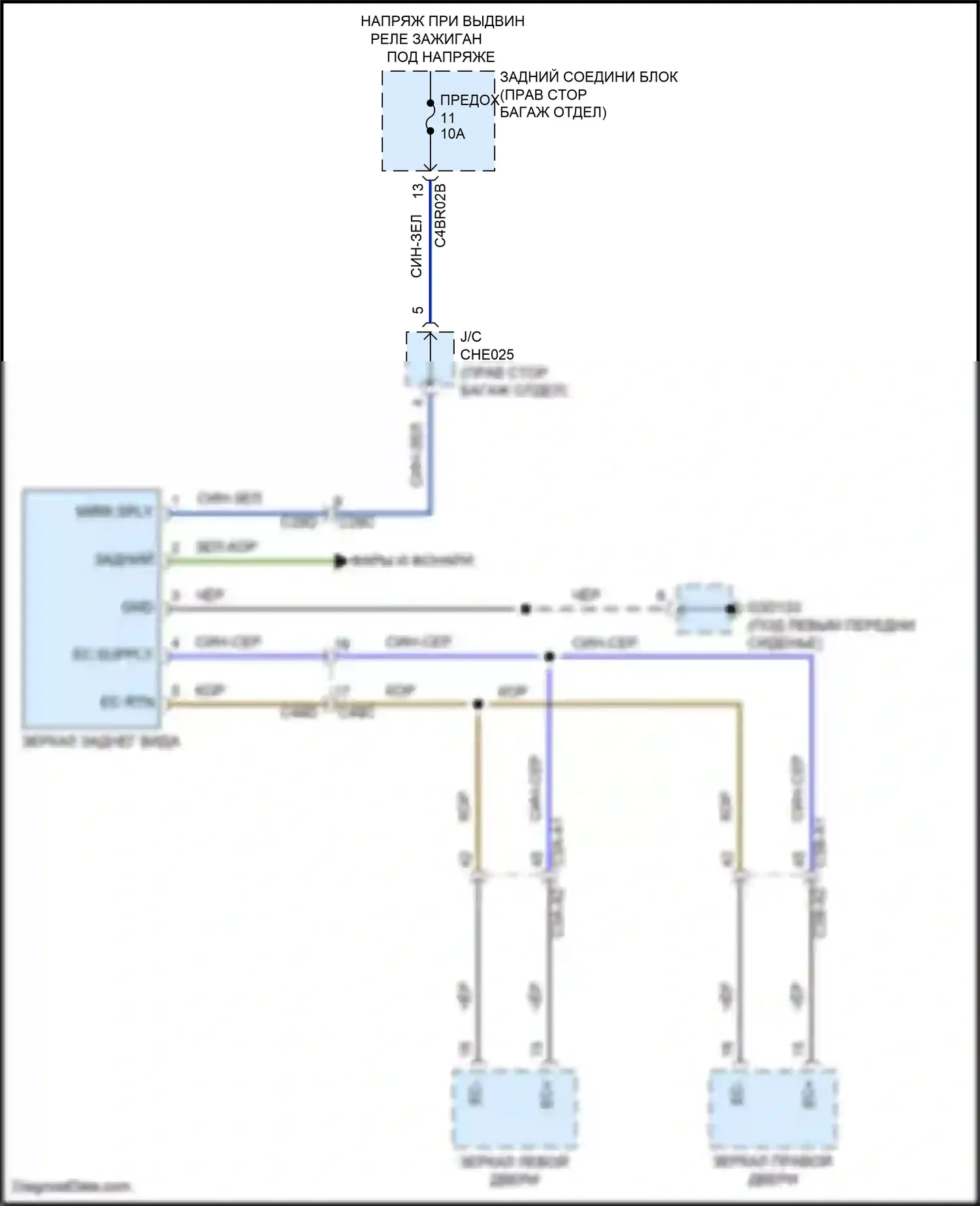 XF Jaguar II (2015-2020): Электросхема электрохромного зеркала 